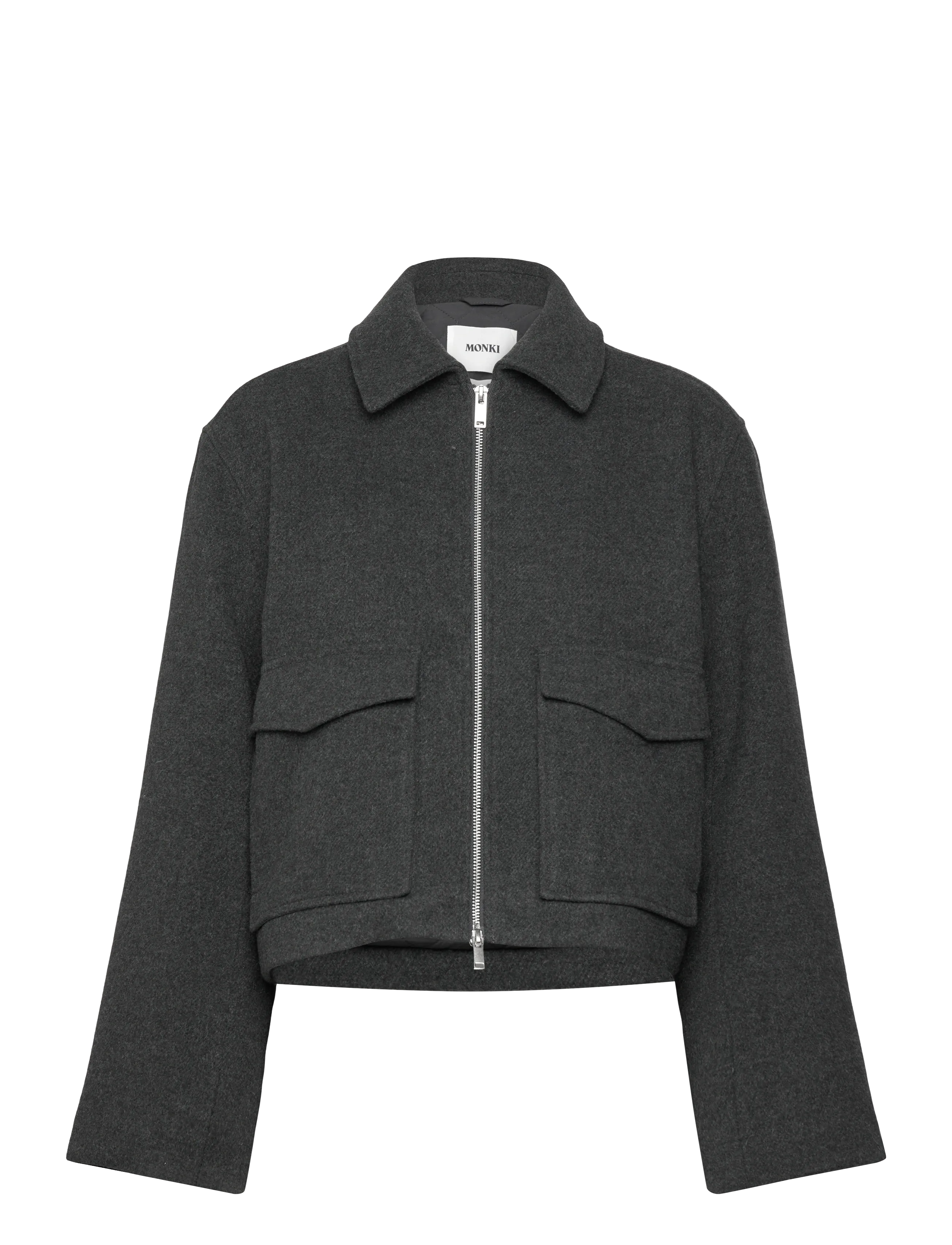 Monki Boxy Twill Jacket, XXS, Jackets, Grau - Wool Frauen