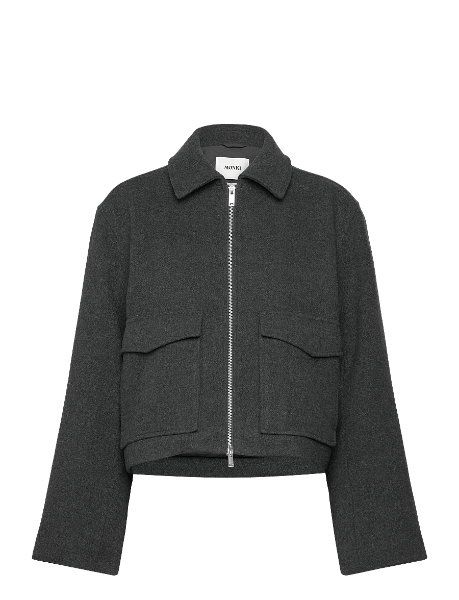Monki - Boxy Twill Jacket - talvejoped - grey dark - 0