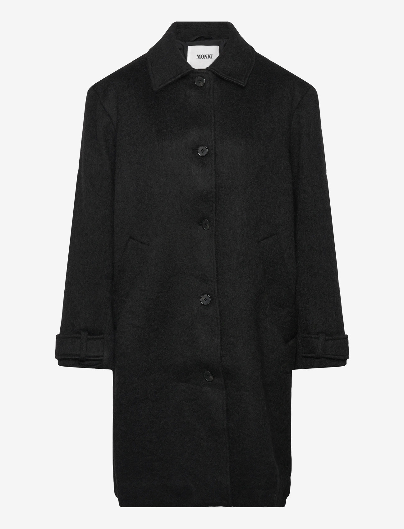 Monki - Knee-Length Single-Breasted Coat - uldfrakker - black dark - 0