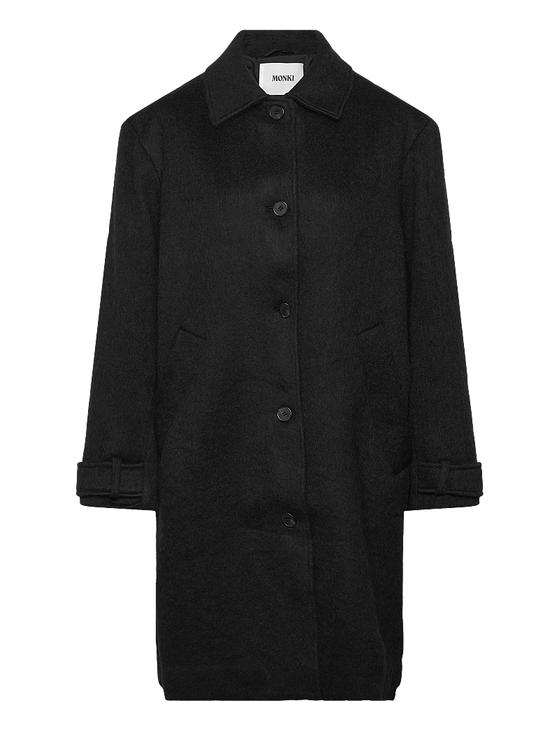 Monki - Knee-Length Single-Breasted Coat - uldfrakker - black dark - 0