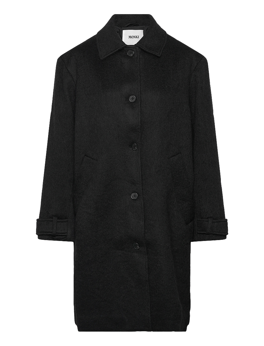 Monki - Knee-Length Single-Breasted Coat - vinterjackor - black dark - 0