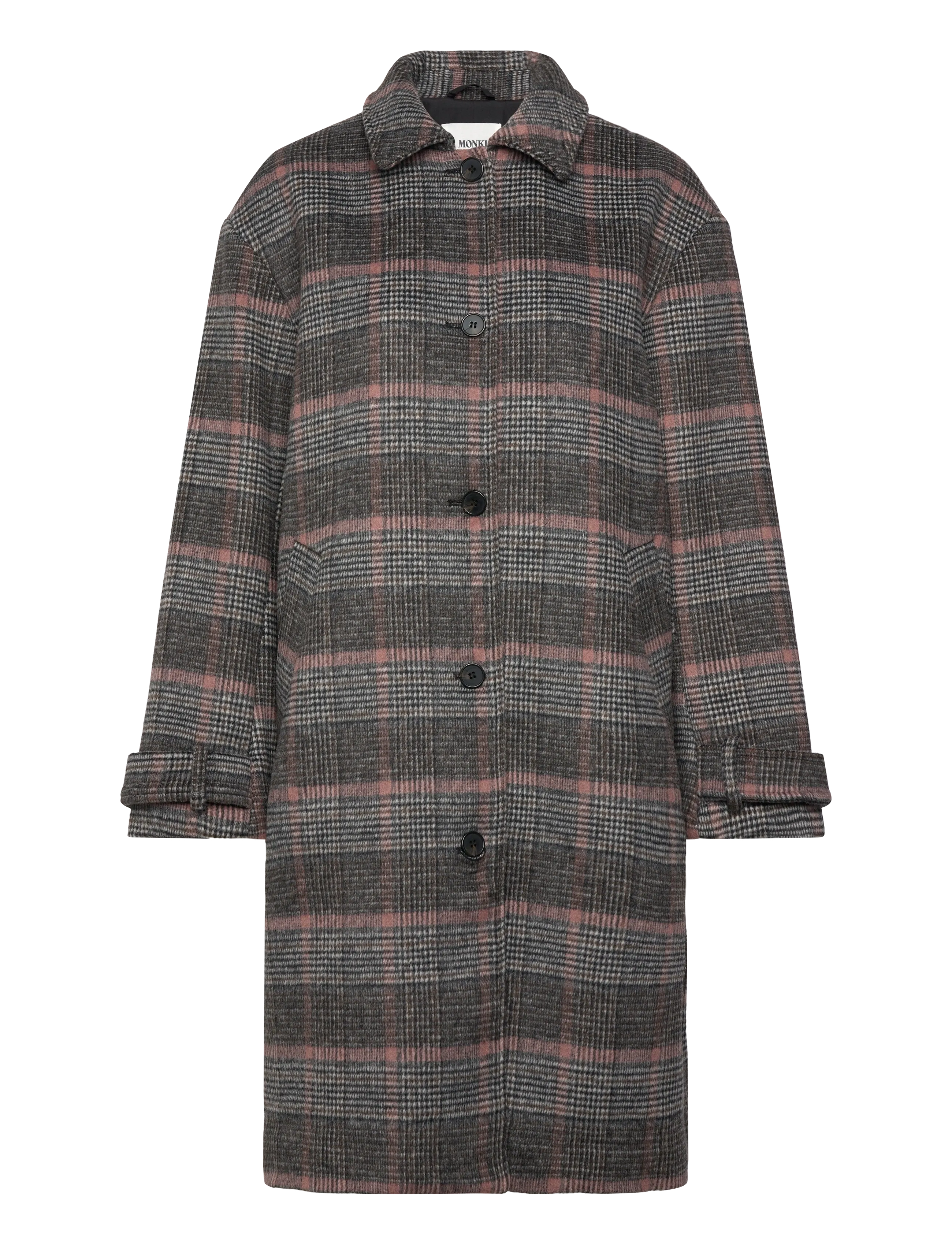 Knee-Length Single-Breasted Coat - BLACK DARK CHECK