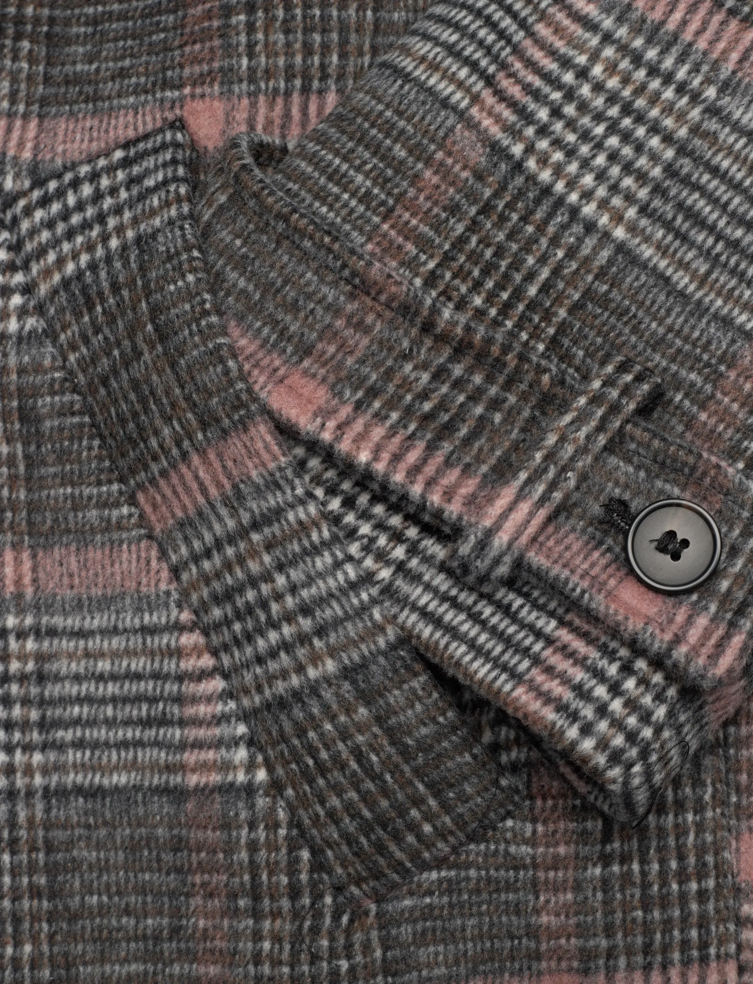 Monki - Knee-Length Single-Breasted Coat - talvejoped - black dark check - 3