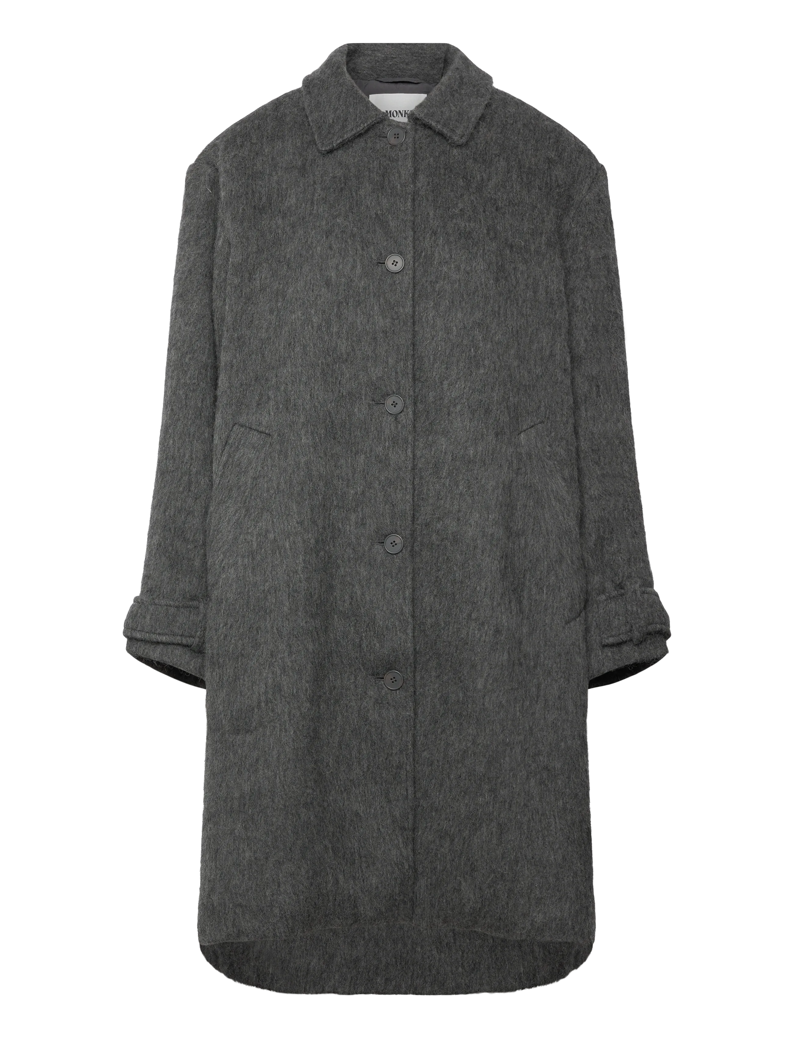 Monki Knee-Length Single-Breasted Coat, XXL, Coats, Grau - Wool Frauen