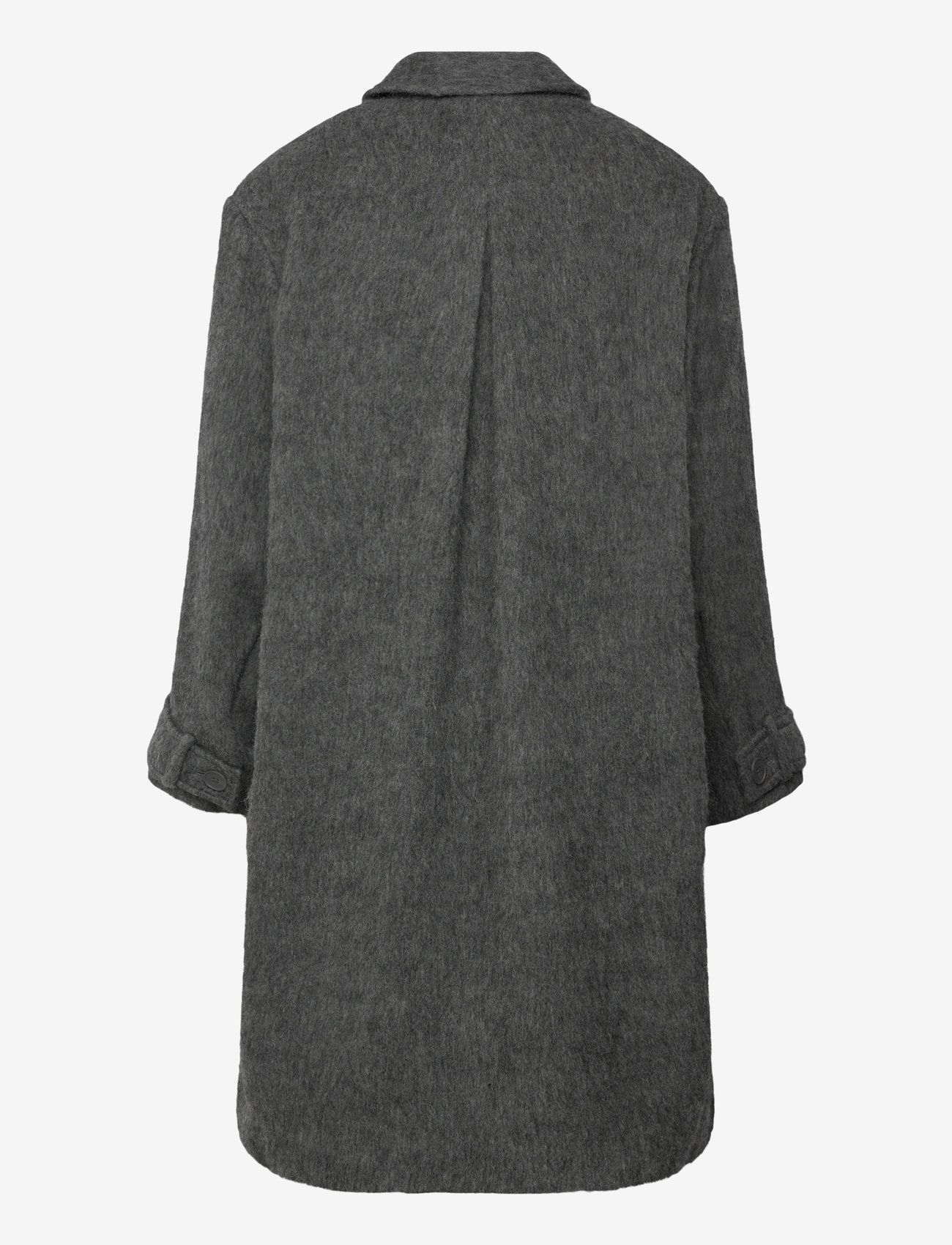 Monki - Knee-Length Single-Breasted Coat - ullkappor - grey dark - 1