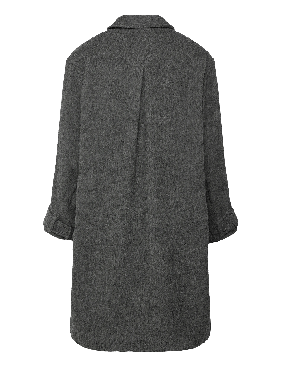 Monki - Knee-Length Single-Breasted Coat - vinterjackor - grey dark - 1