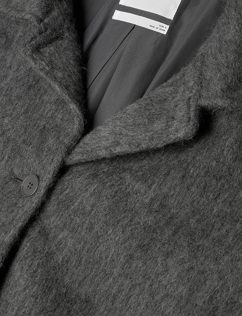 Monki - Knee-Length Single-Breasted Coat - ullkappor - grey dark - 2