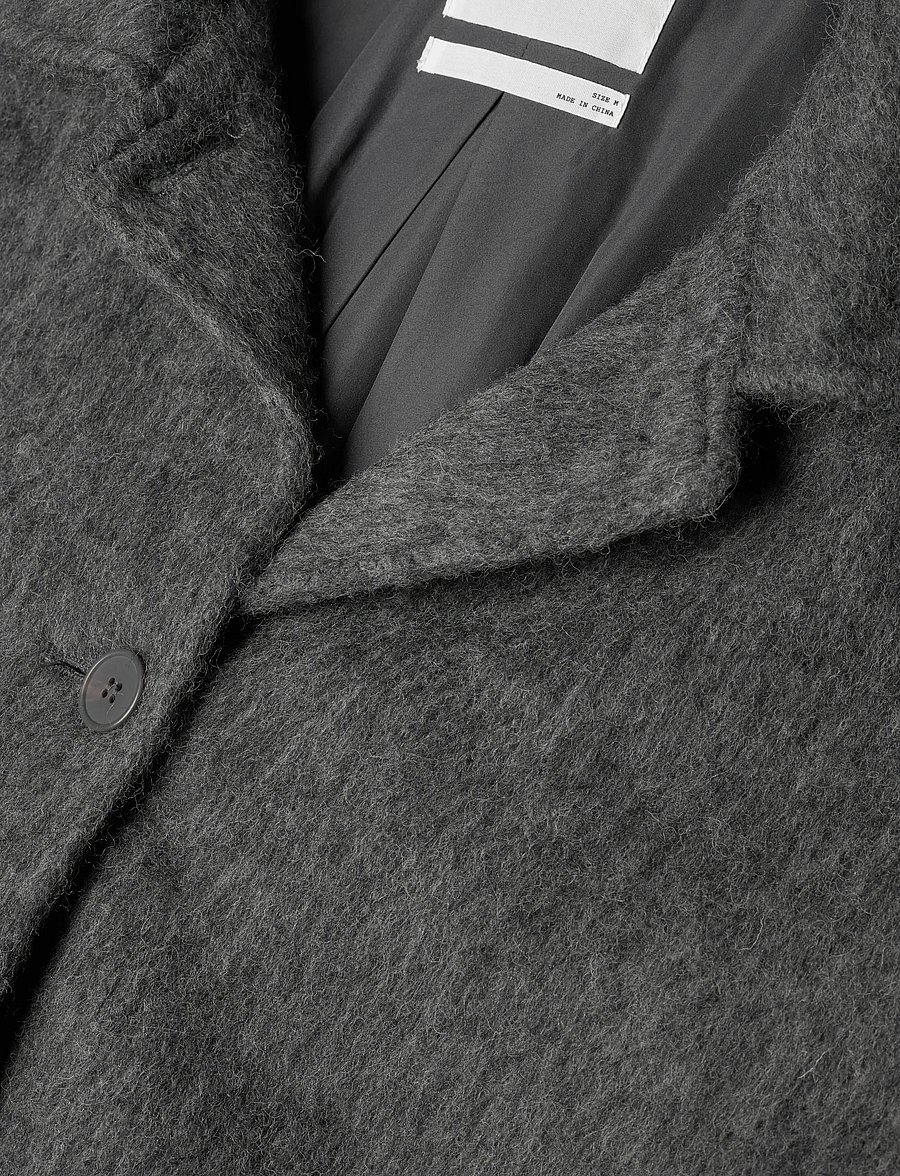 Monki - Knee-Length Single-Breasted Coat - vinterjackor - grey dark - 2