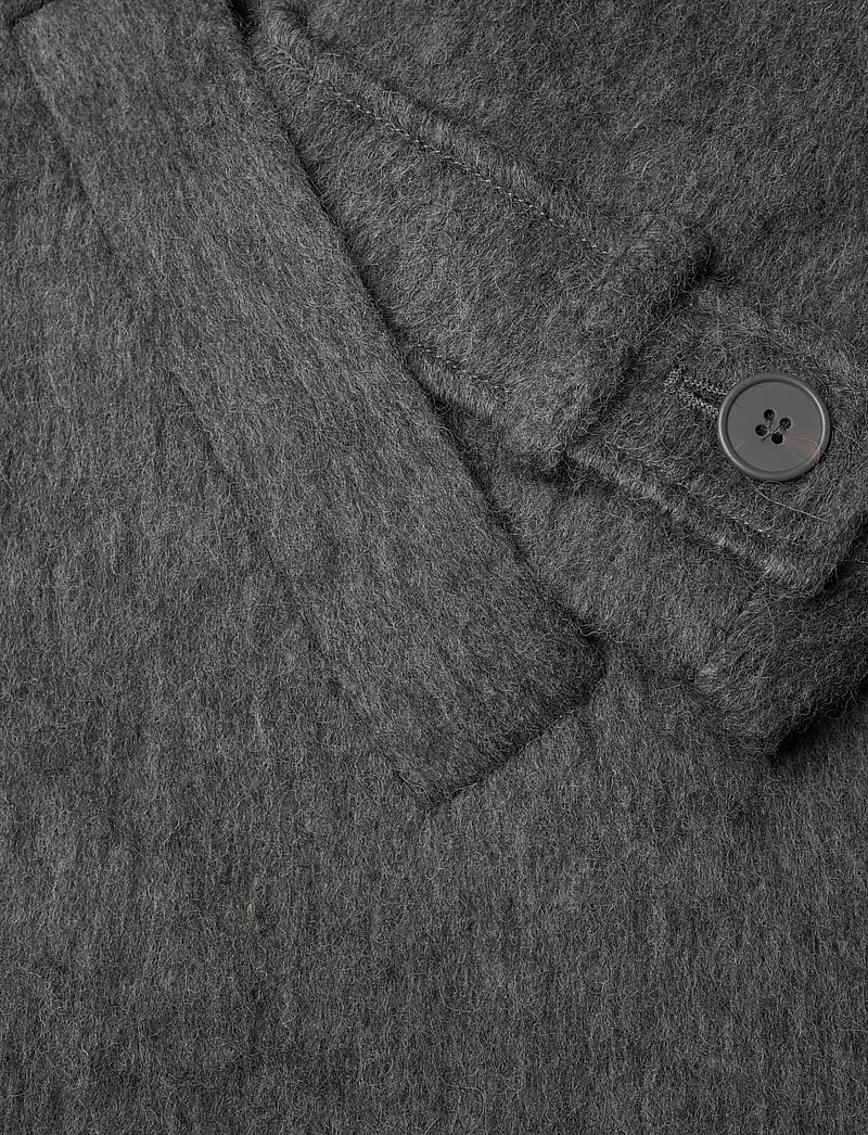 Monki - Knee-Length Single-Breasted Coat - ullkappor - grey dark - 3