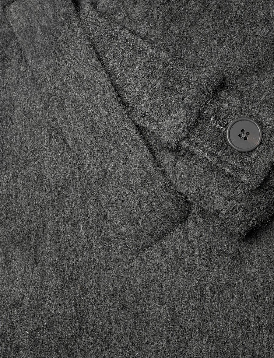Monki - Knee-Length Single-Breasted Coat - vinterjackor - grey dark - 3