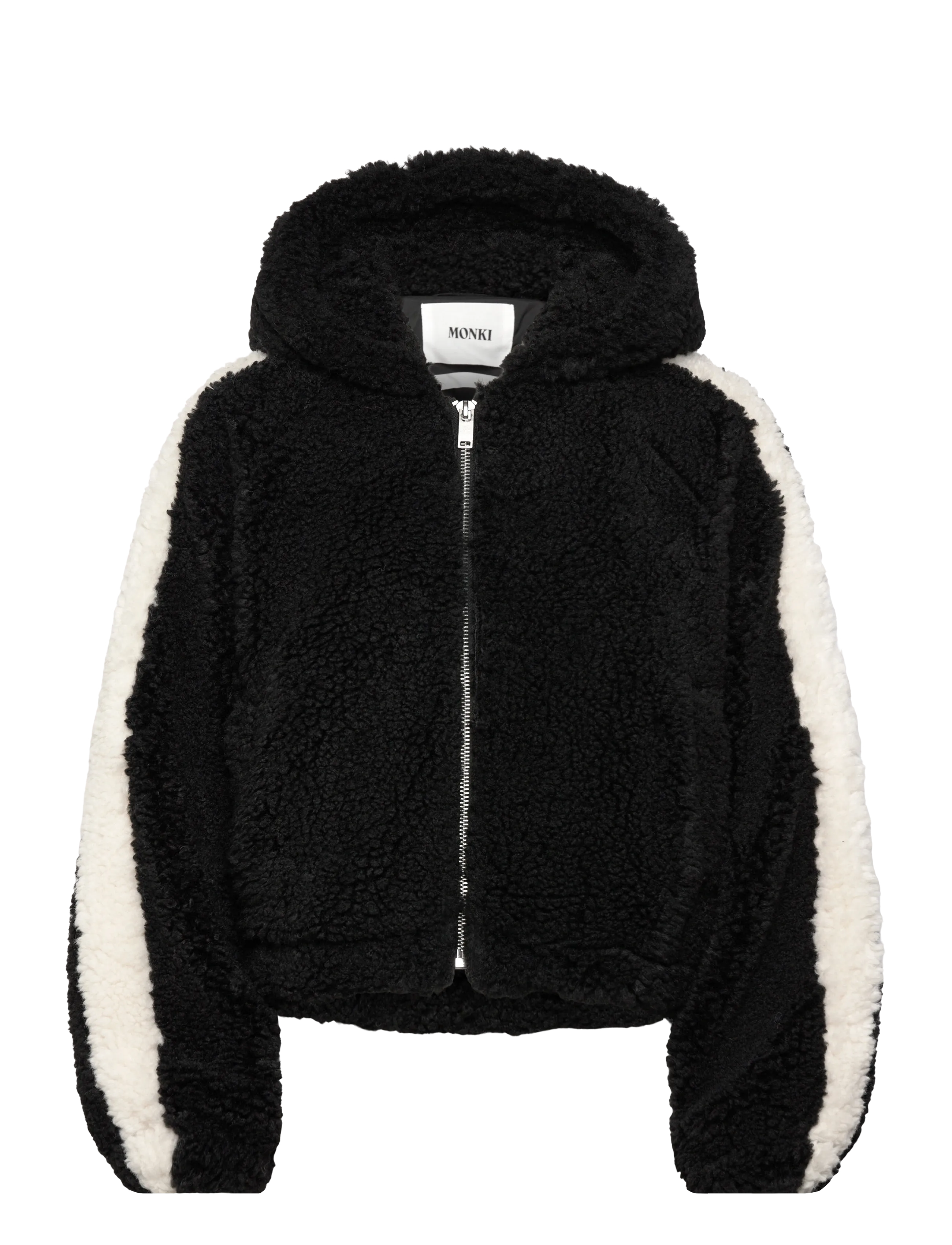 Monki Knitted Hoodie, Kvinder, Teddy Hættetrøje, Sort, Str: XXL