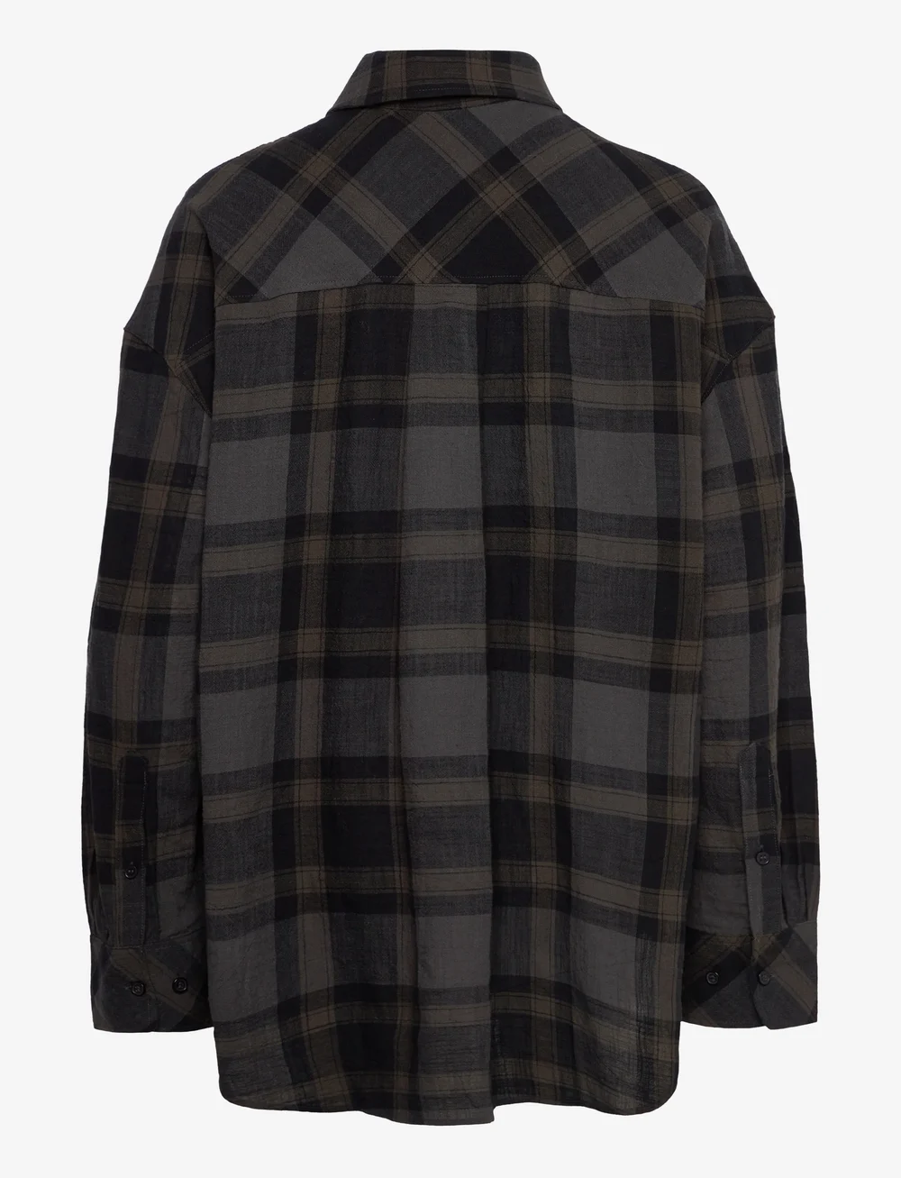 Monki - Oversized Long-Sleeved Cotton Shirt - långärmade skjortor - black dark - 1