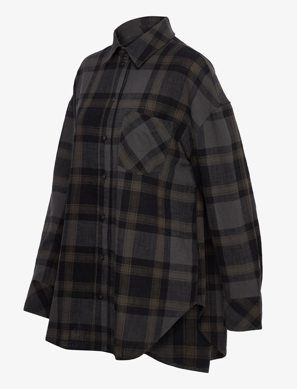 Monki - Oversized Long-Sleeved Cotton Shirt - långärmade skjortor - black dark - 2