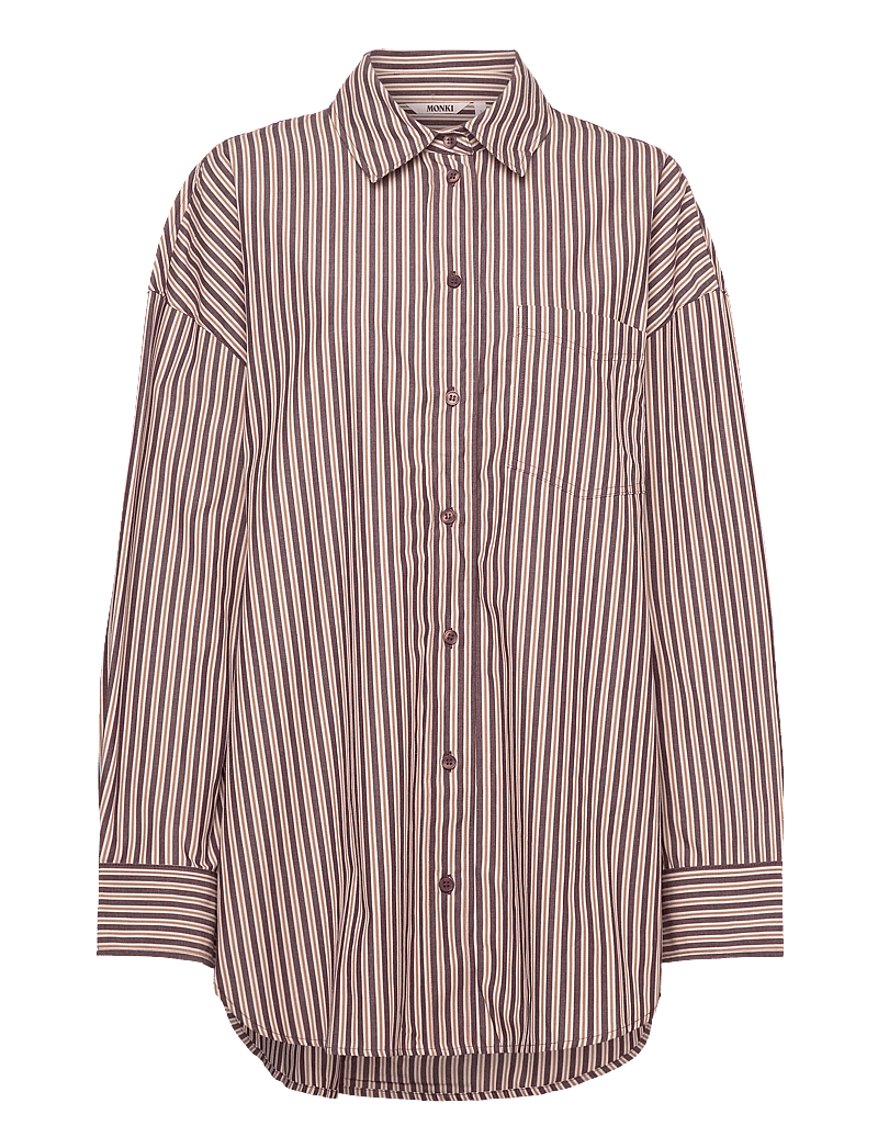 Monki - Oversized Long-Sleeved Cotton Shirt - langærmede skjorter - lilac purple dark - 0