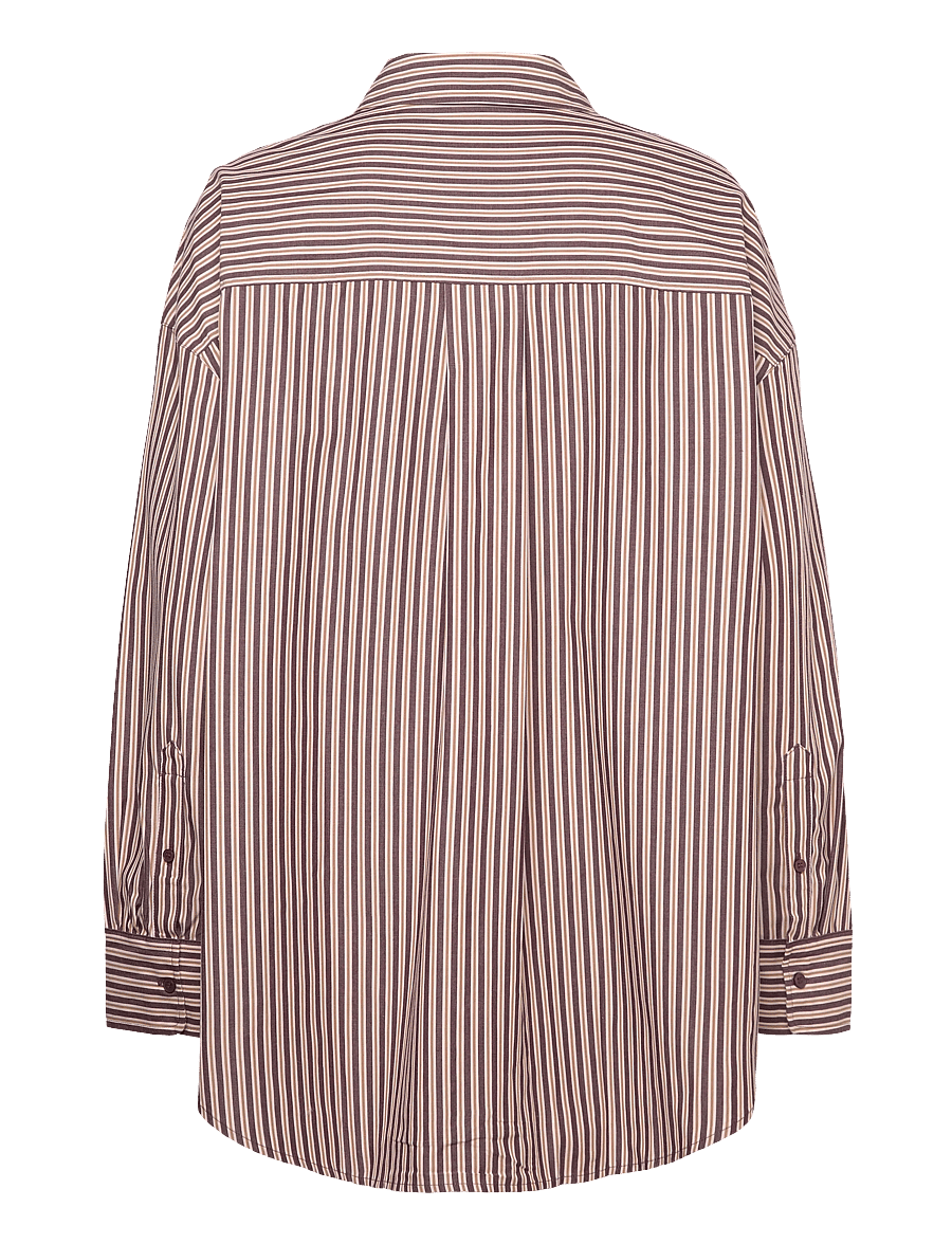 Monki - Oversized Long-Sleeved Cotton Shirt - långärmade skjortor - lilac purple dark - 1