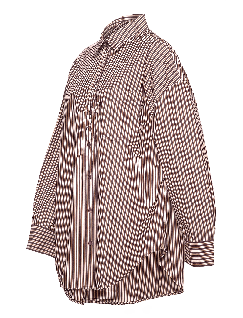 Monki - Oversized Long-Sleeved Cotton Shirt - langærmede skjorter - lilac purple dark - 2