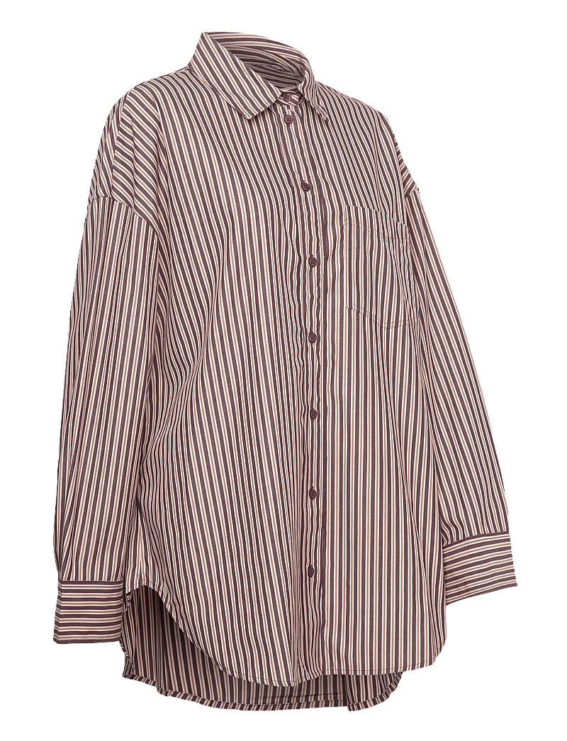 Monki - Oversized Long-Sleeved Cotton Shirt - langærmede skjorter - lilac purple dark - 3