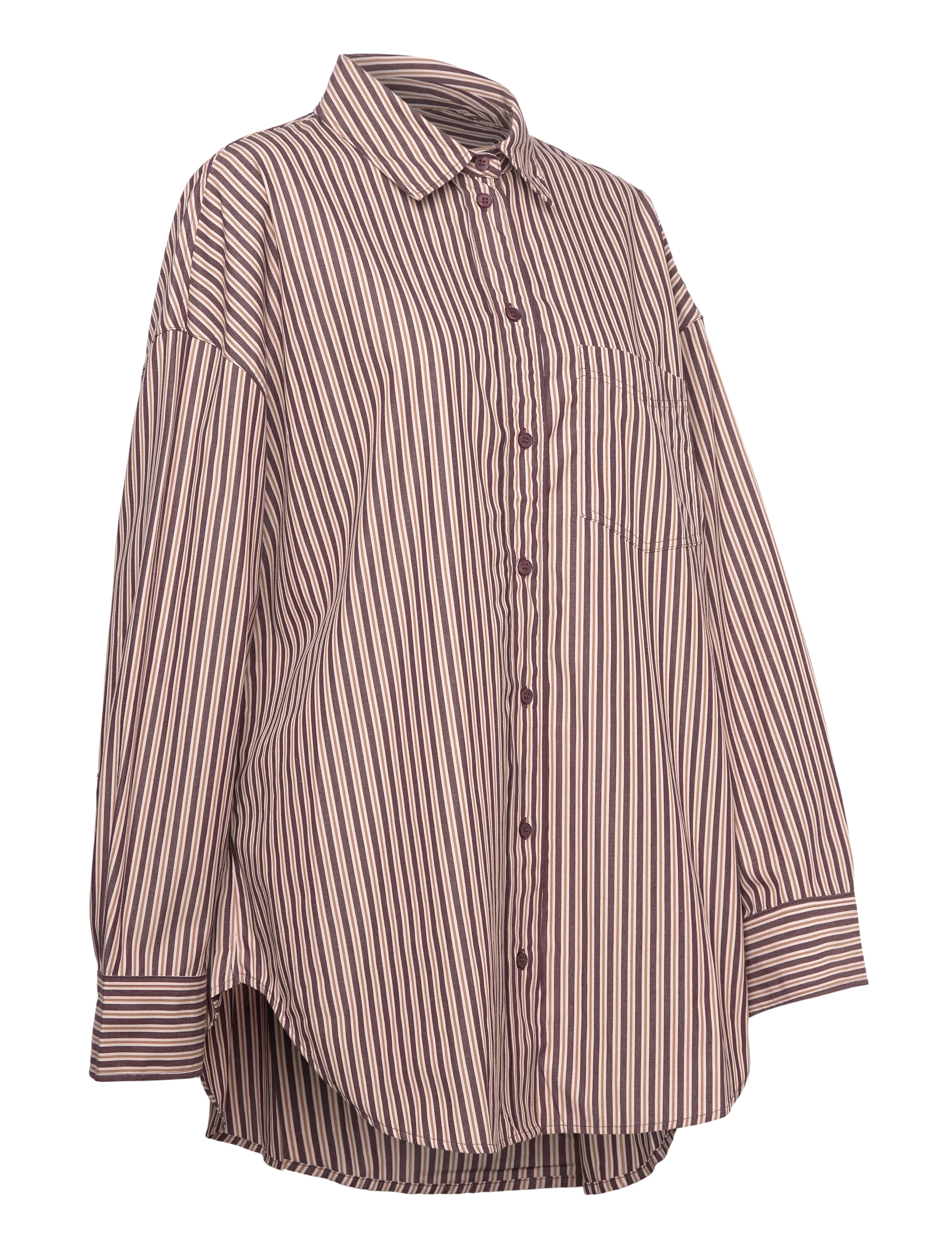 Monki - Oversized Long-Sleeved Cotton Shirt - långärmade skjortor - lilac purple dark - 3