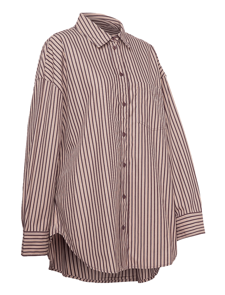 Monki - Oversized Long-Sleeved Cotton Shirt - långärmade skjortor - lilac purple dark - 3