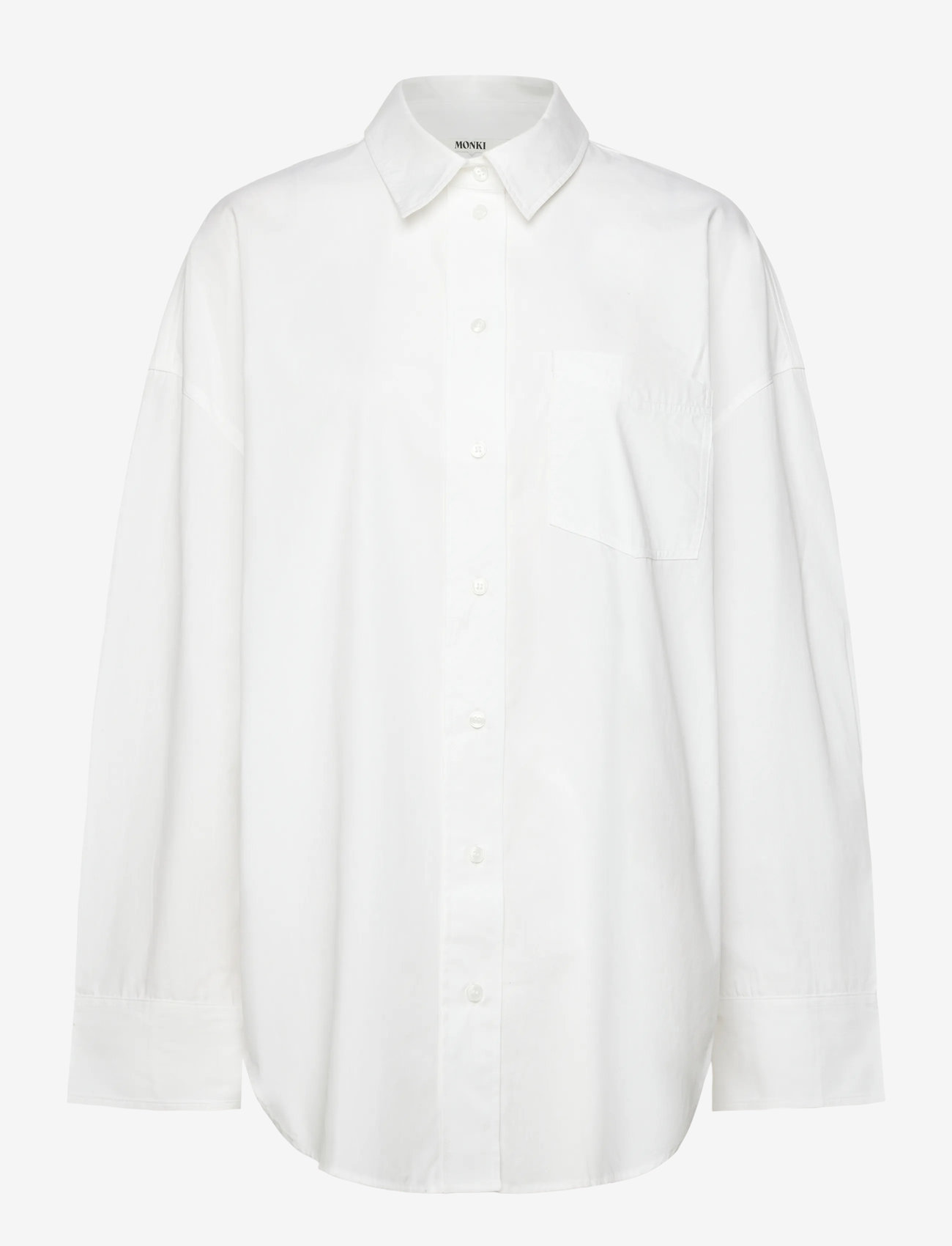 Monki - Oversized Long-Sleeved Cotton Shirt - langärmlige hemden - white light - 0