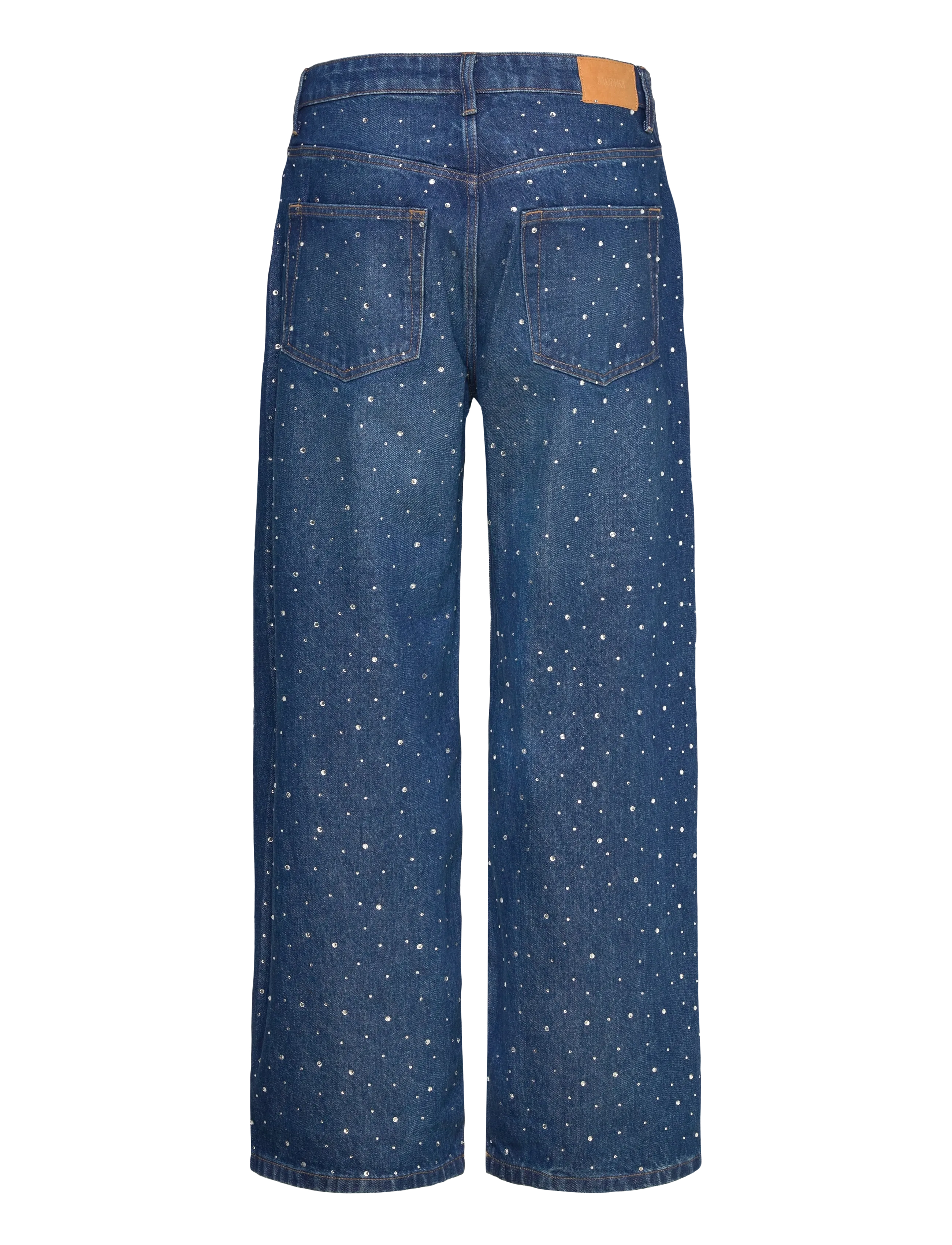 Monki - Missy Embellished Low Rise Straight Leg Jeans - hosen mit weitem bein - denim blue dark - 1