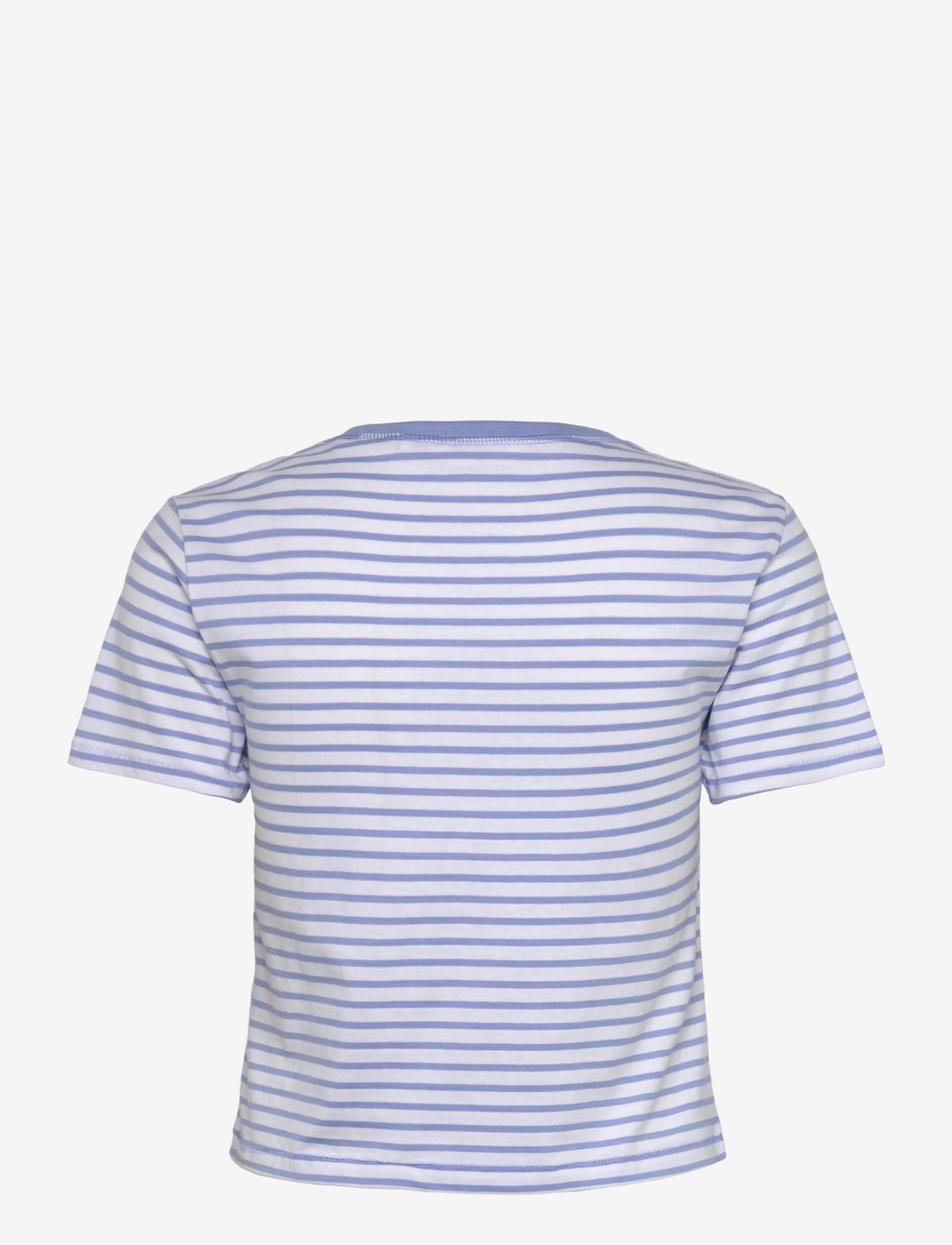 Monki - Cropped Printed Cotton T-Shirt - t-skjorter - blue light - 1