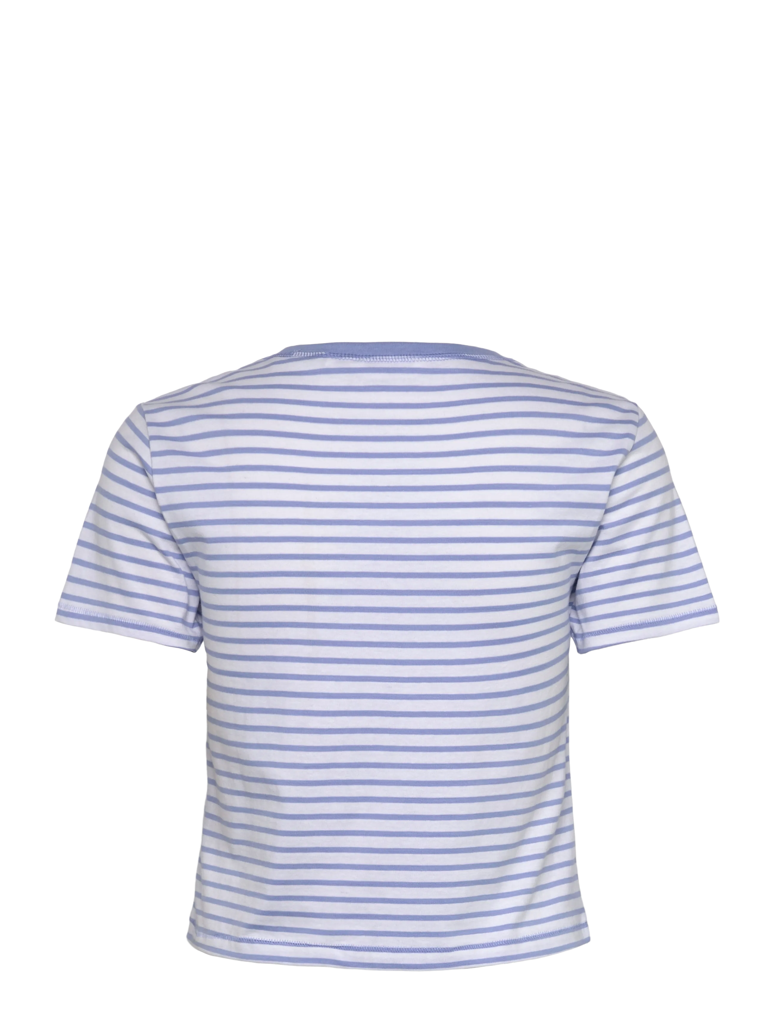 Monki - Cropped Printed Cotton T-Shirt - blue light - 1
