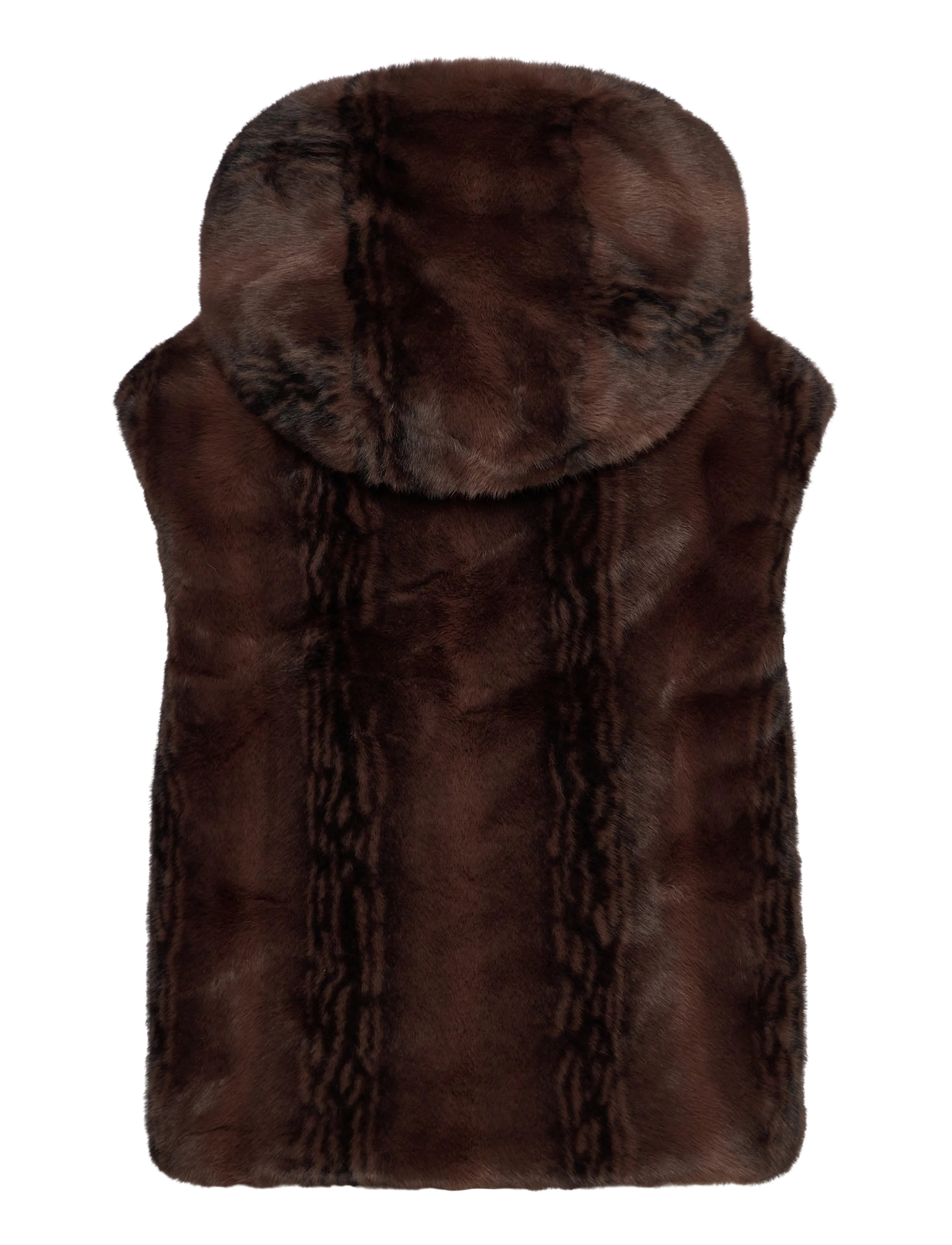 Monki - Faux Fur Hooded Zip Vest - brown dark - 1