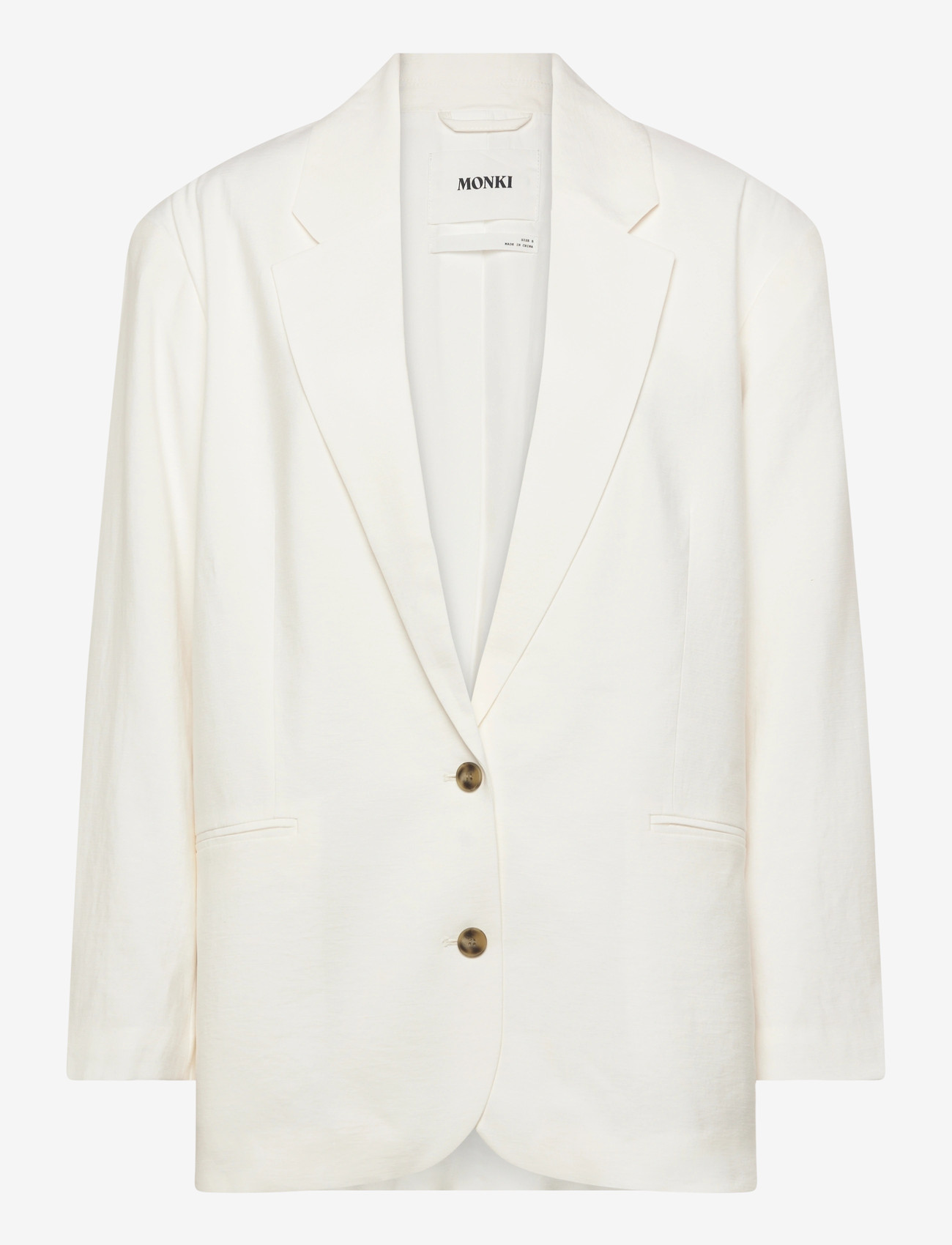 Monki - Single-Breasted Oversized Checked Blazer - single breasted blazers - white dusty light - 0