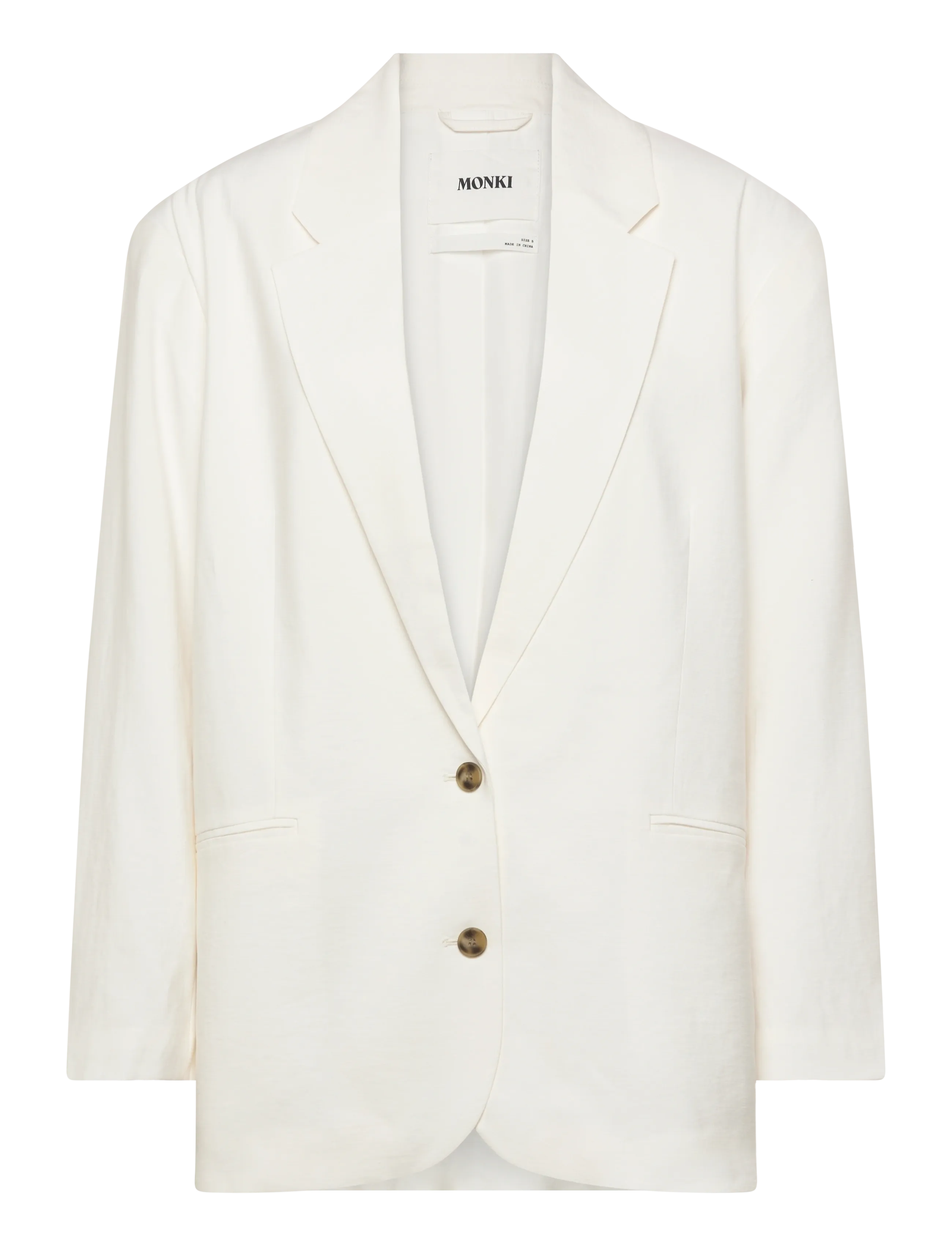 Monki Single-Breasted Oversized Checked Blazer - Clothing - WHITE DUSTY LIGHT / cream