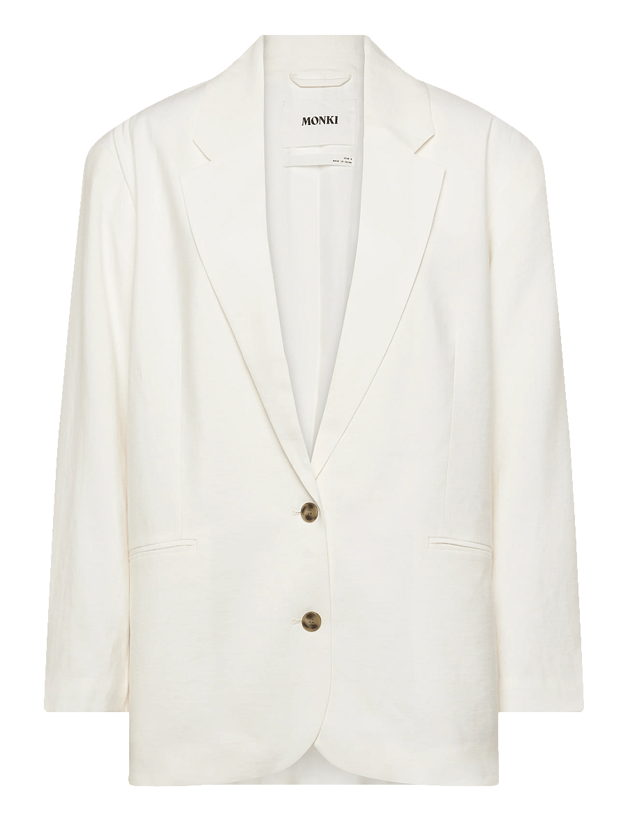 Monki - Single-Breasted Oversized Checked Blazer - Üherealised pintsakud - white dusty light - 0