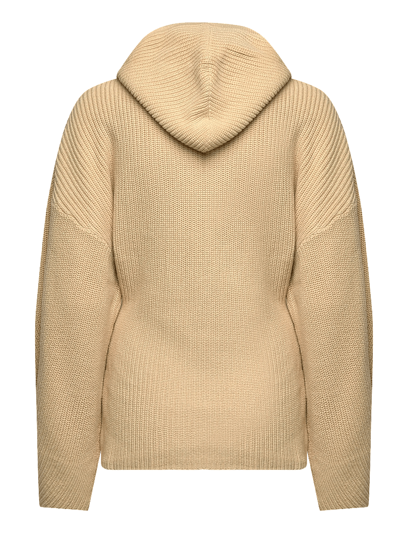 Monki - Long Knitted Zip Hoodie - hoodies - beige medium dusty - 1