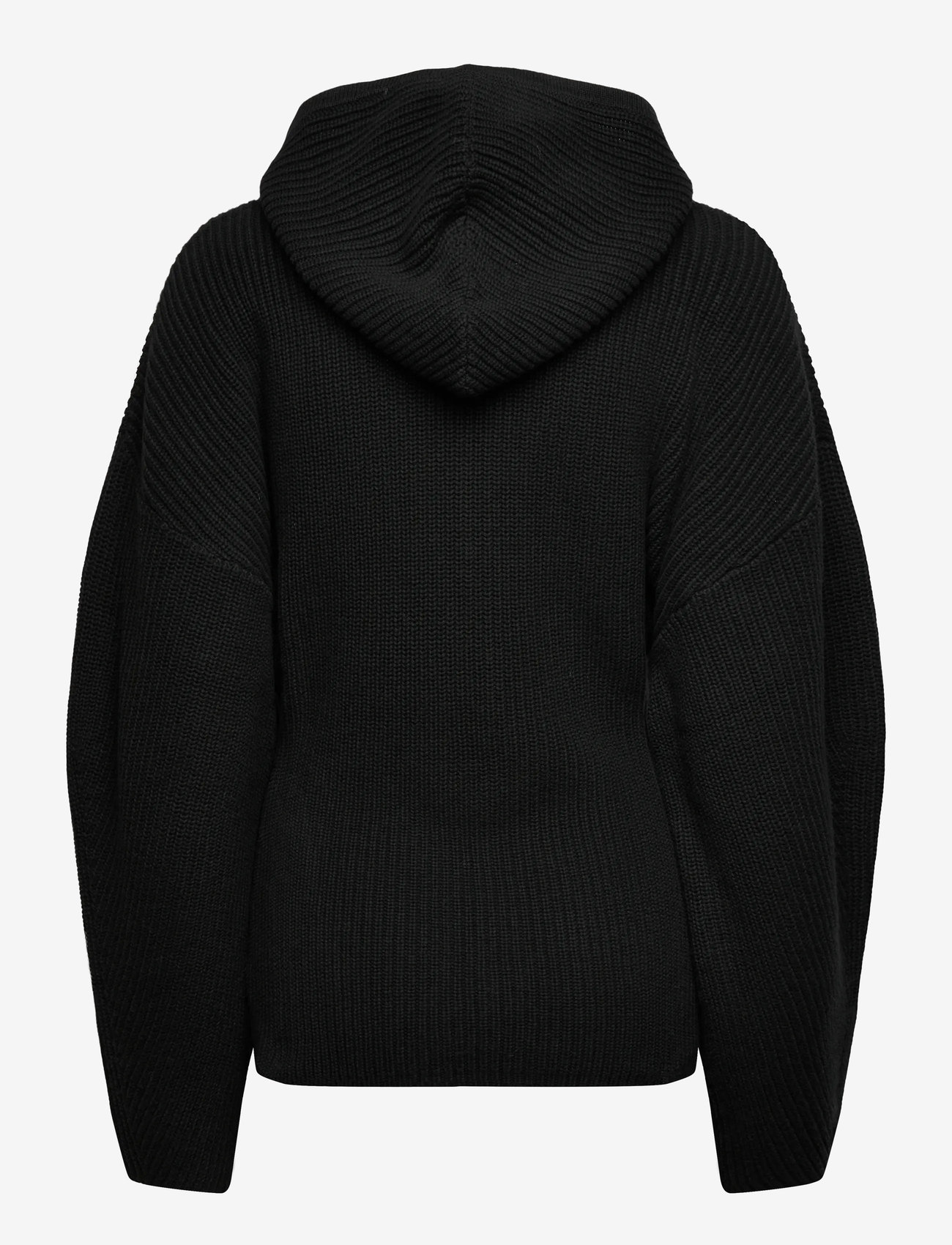 Monki - Long Knitted Zip Hoodie - kapuutsiga dressipluusid - black dark - 1