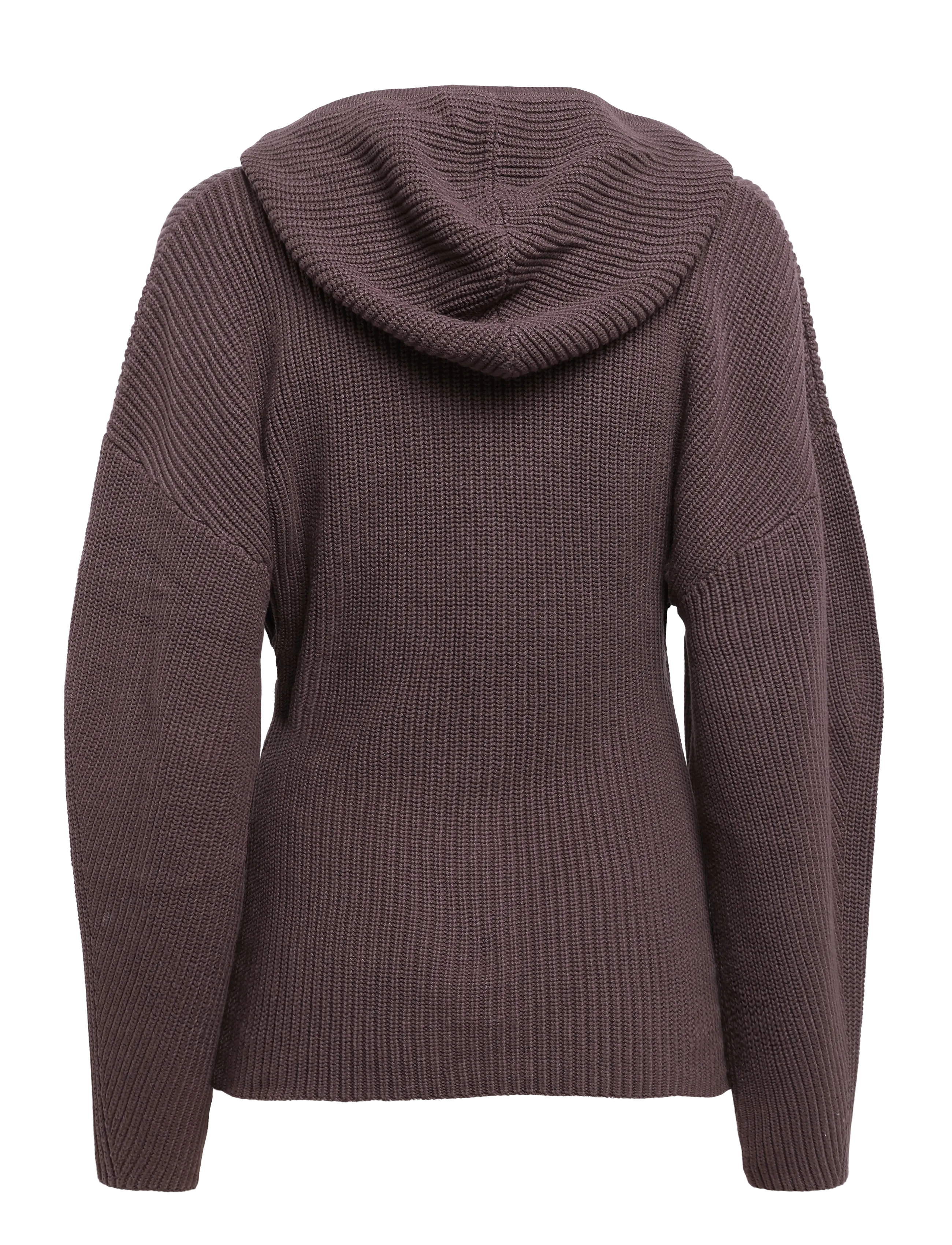 Monki - Long Knitted Zip Hoodie - hættetrøjer - brown dark - 1