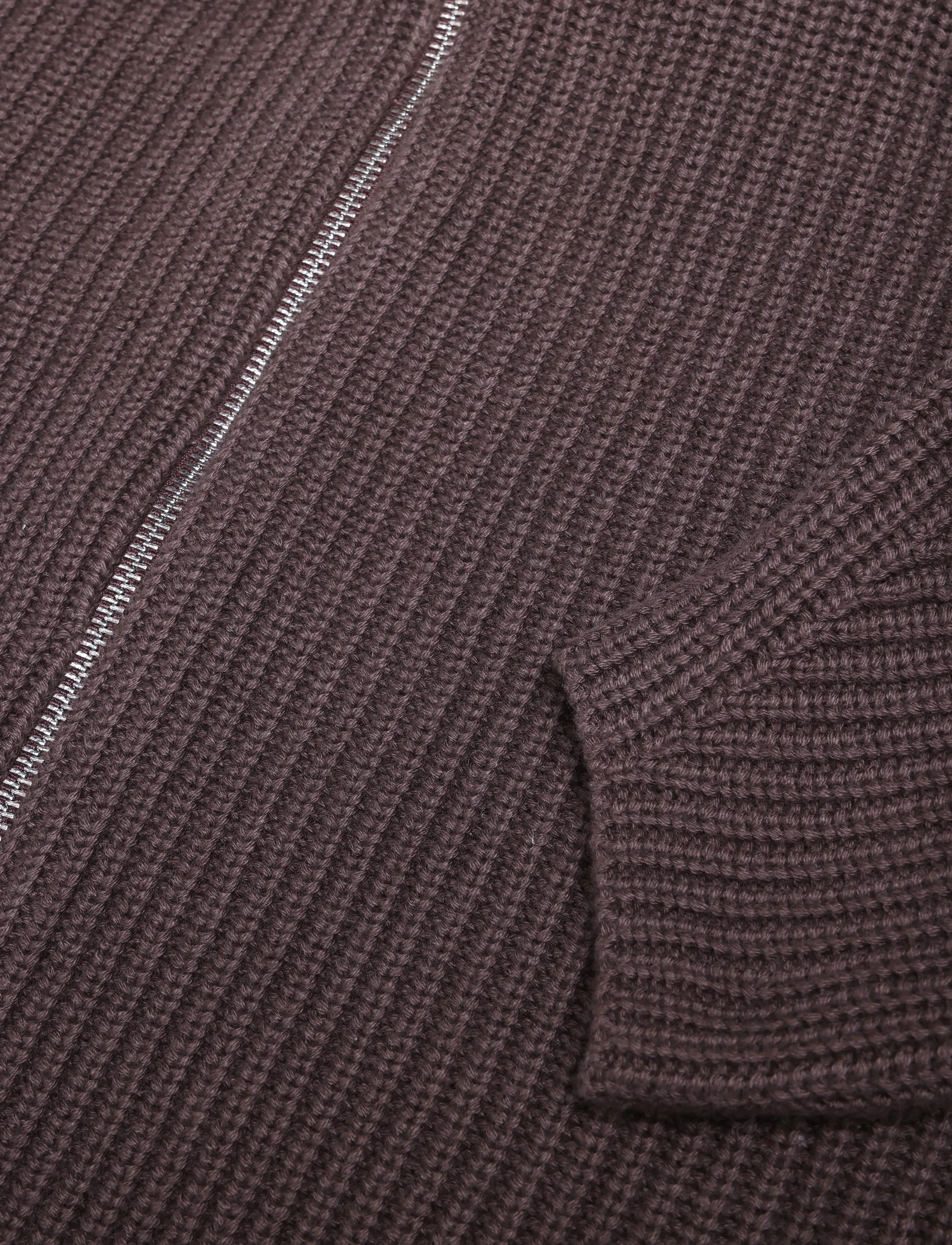 Monki - Long Knitted Zip Hoodie - hættetrøjer - brown dark - 3