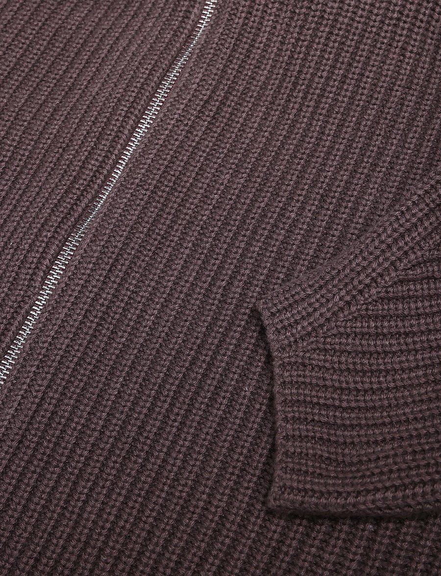 Monki - Long Knitted Zip Hoodie - hættetrøjer - brown dark - 3