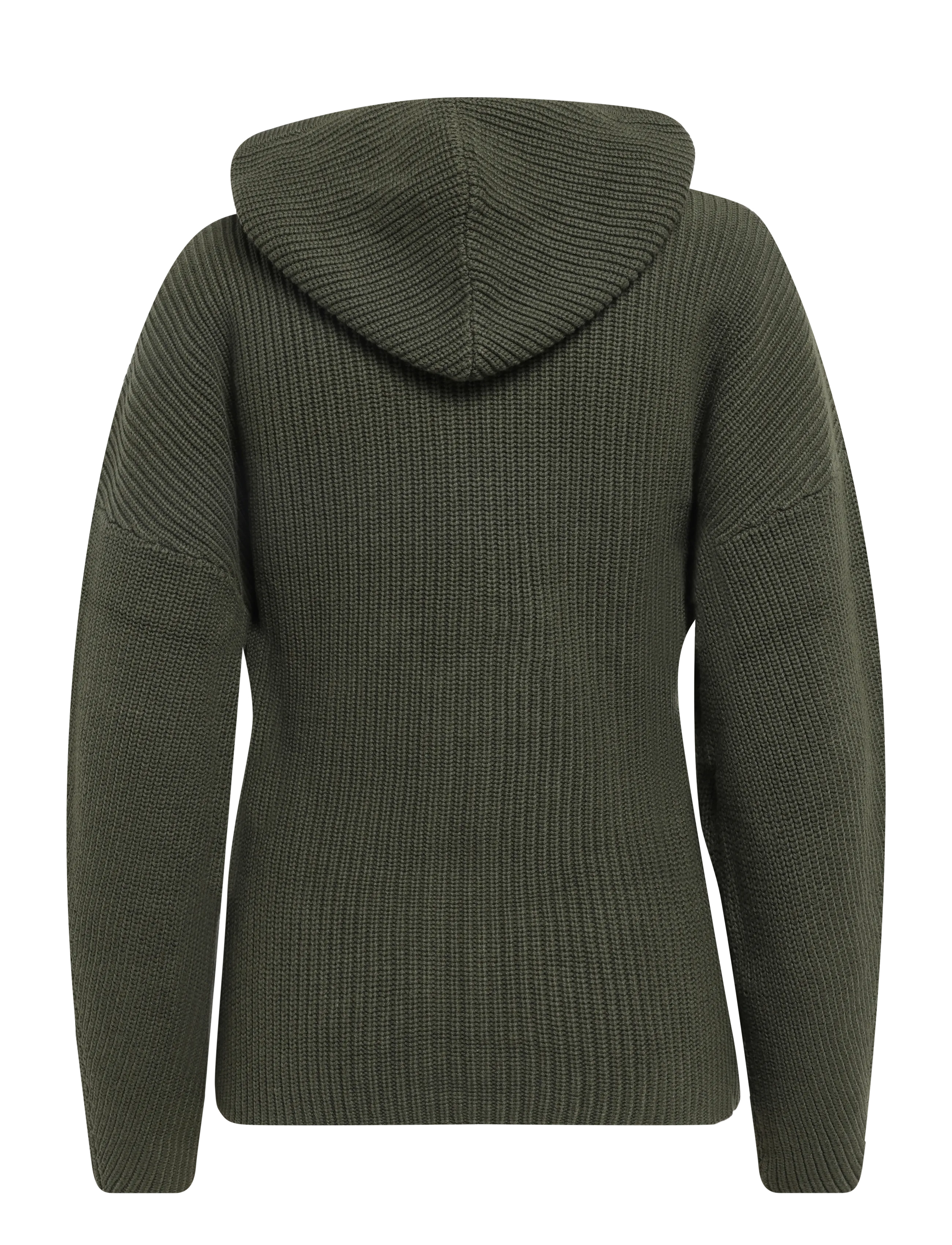 Monki - Long Knitted Zip Hoodie - kapuzenpullover - green dark - 1