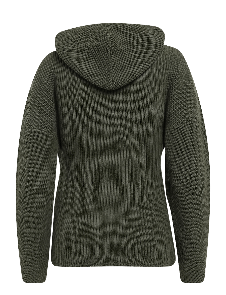 Monki - Long Knitted Zip Hoodie - kapuzenpullover - green dark - 1