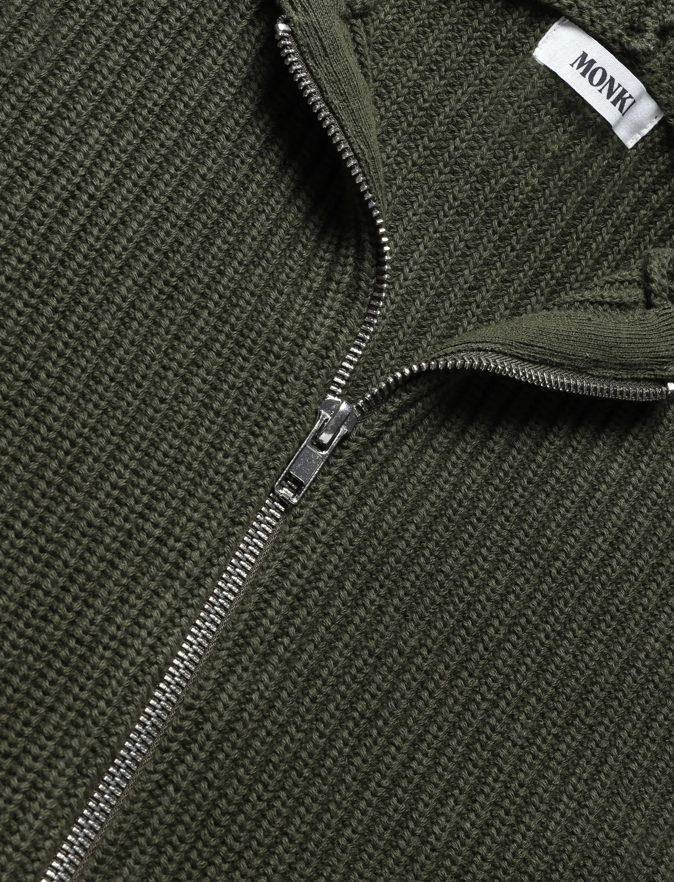 Monki - Long Knitted Zip Hoodie - kapuzenpullover - green dark - 2