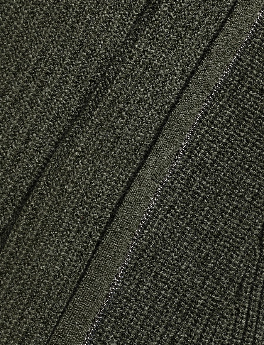Monki - Long Knitted Zip Hoodie - kapuzenpullover - green dark - 4