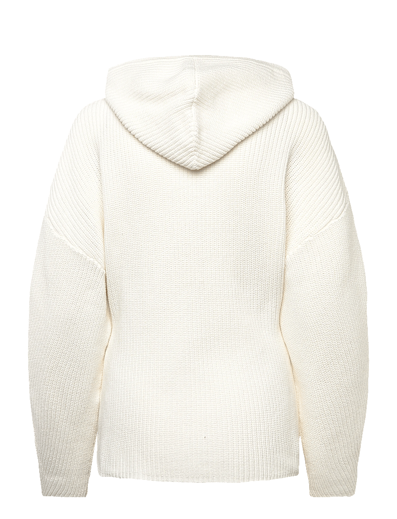 Monki - Long Knitted Zip Hoodie - hættetrøjer - white dusty light - 1