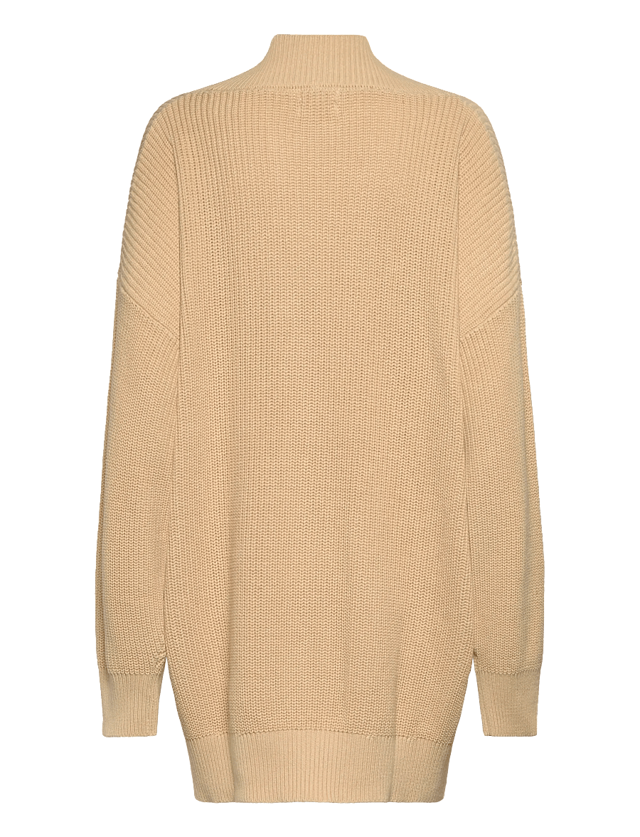 Monki - Oversized V-Neck Cotton Knit Cardigan - strickjacken - beige medium dusty - 1