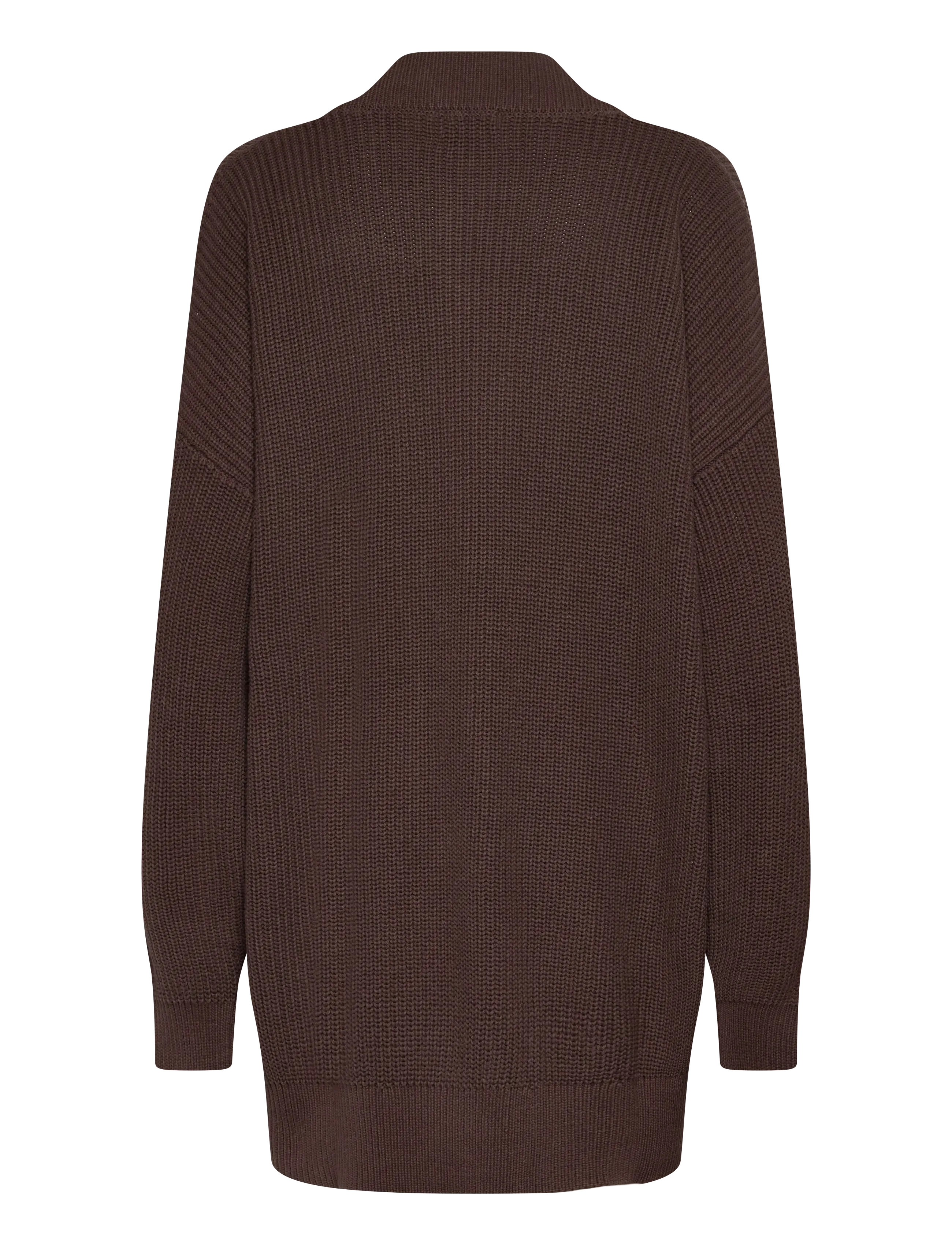 Monki - Oversized V-Neck Cotton Knit Cardigan - strickjacken - brown dark - 1