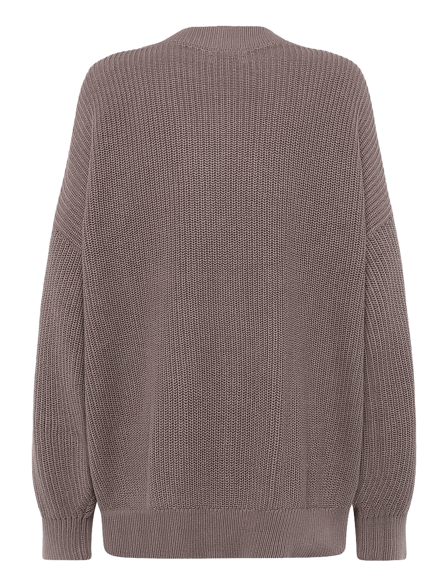 Monki - Oversized V-Neck Cotton Knit Cardigan - strickjacken - mole medium dusty - 1