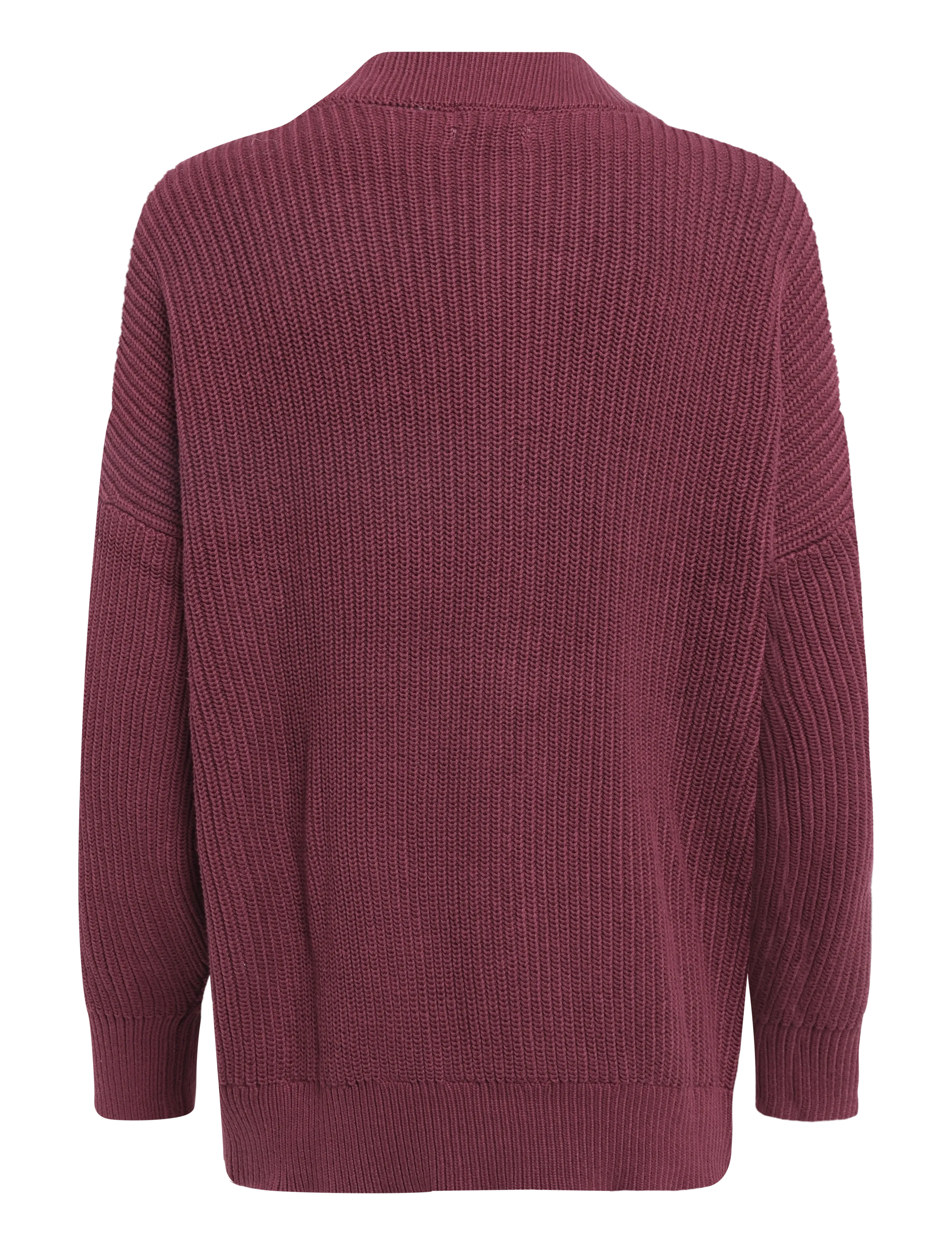 Monki - Oversized V-Neck Cotton Knit Cardigan - cardigans - red dark - 1