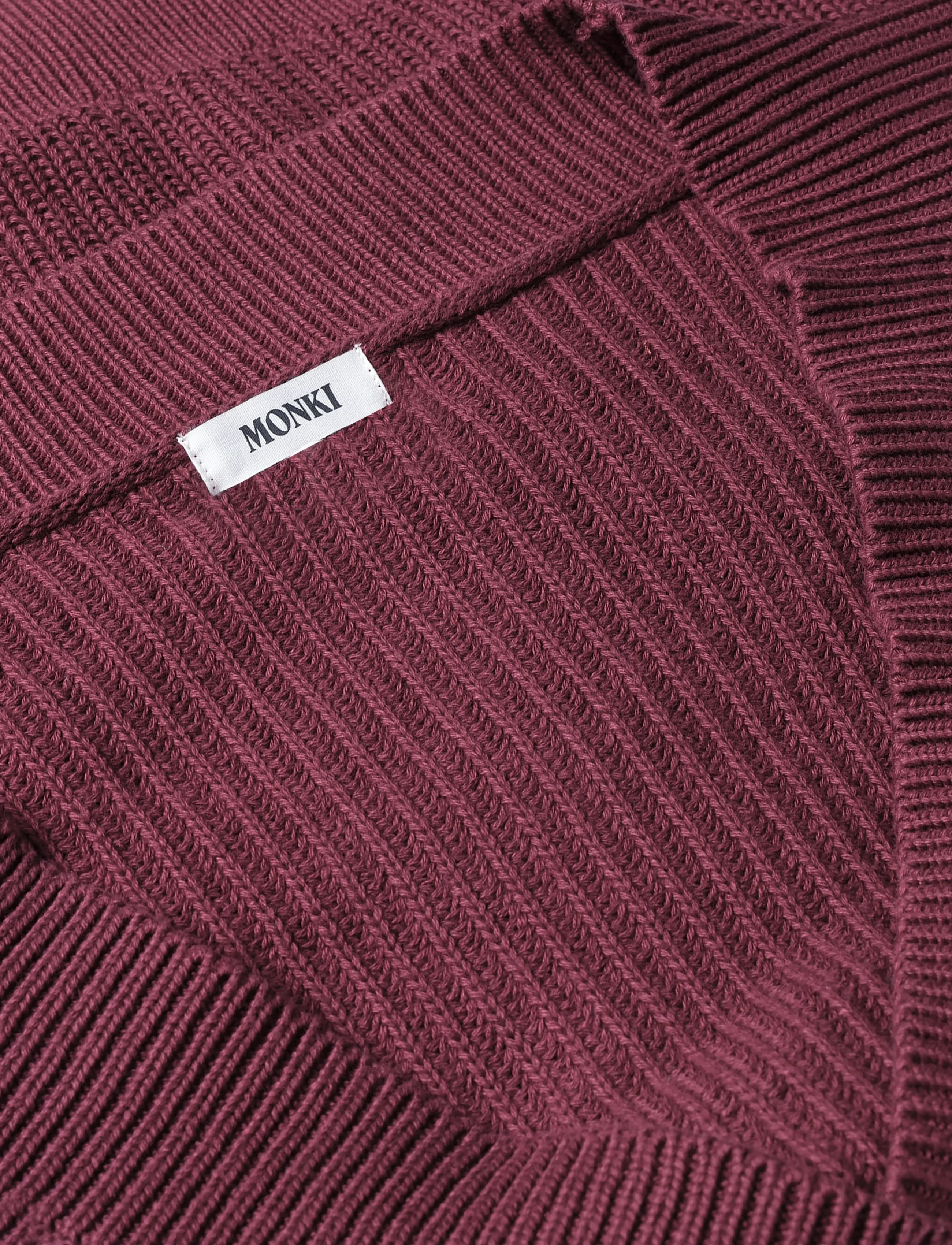 Monki - Oversized V-Neck Cotton Knit Cardigan - cardigans - red dark - 2