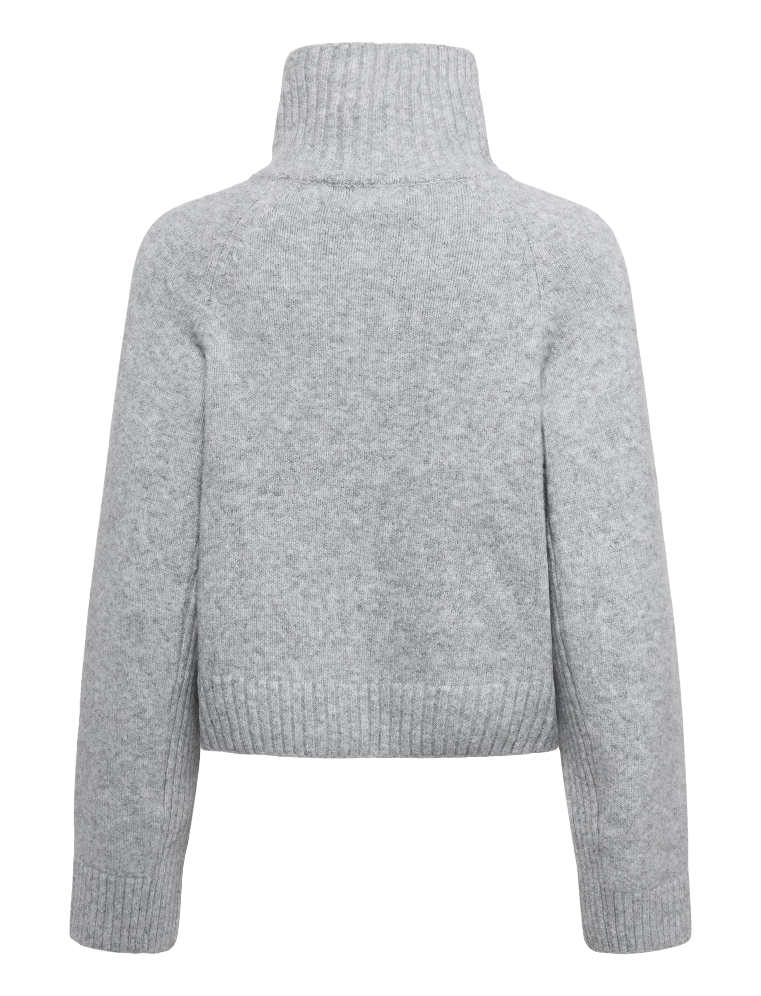 Monki - Short Half-Zip Knitted Sweater - rullekraver - grey melange dusty light - 1