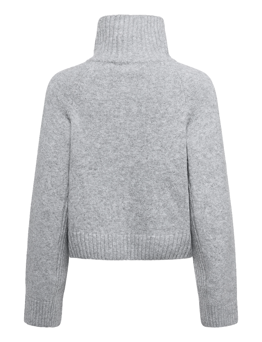 Monki - Short Half-Zip Knitted Sweater - rullekraver - grey melange dusty light - 1