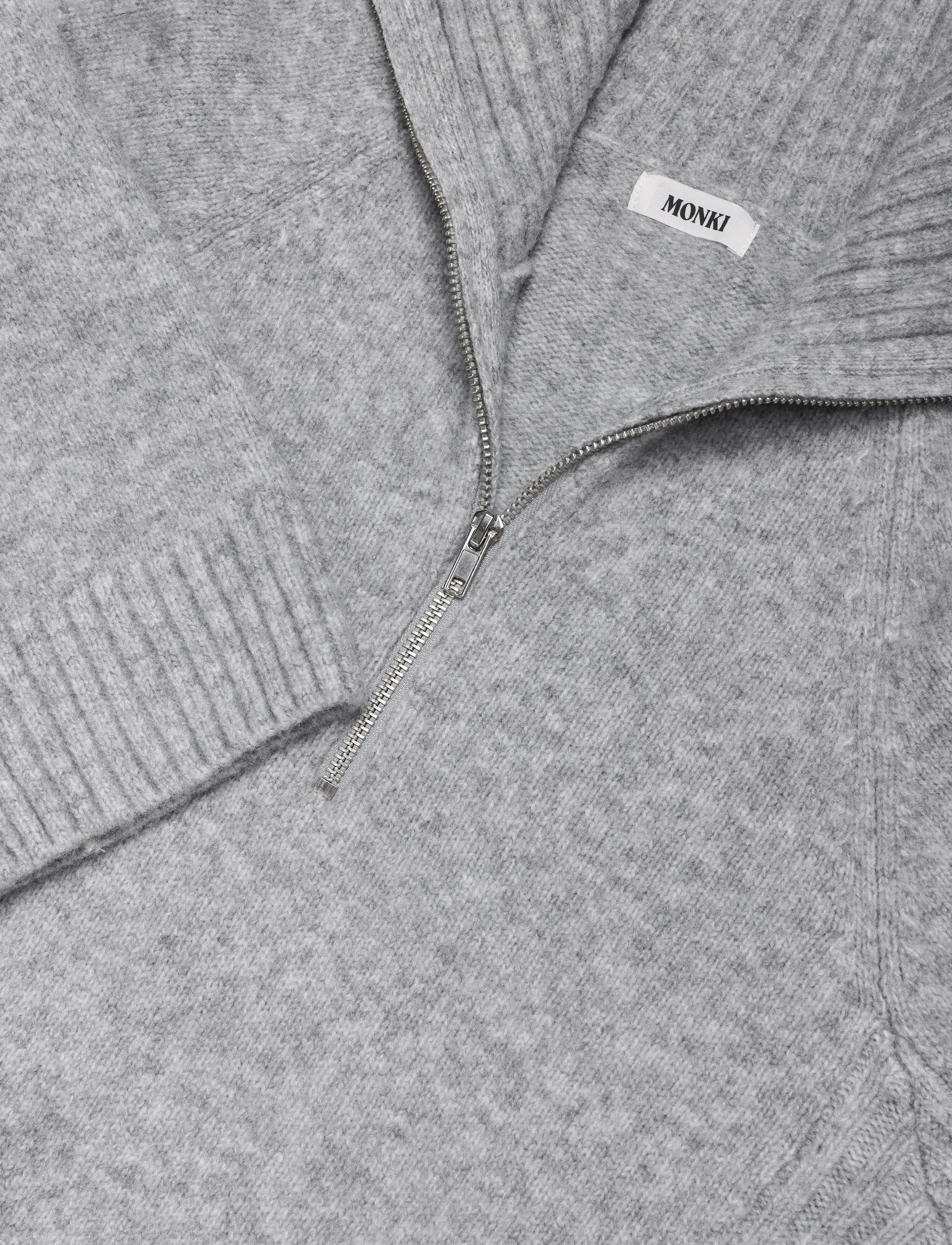 Monki - Short Half-Zip Knitted Sweater - rullekraver - grey melange dusty light - 2