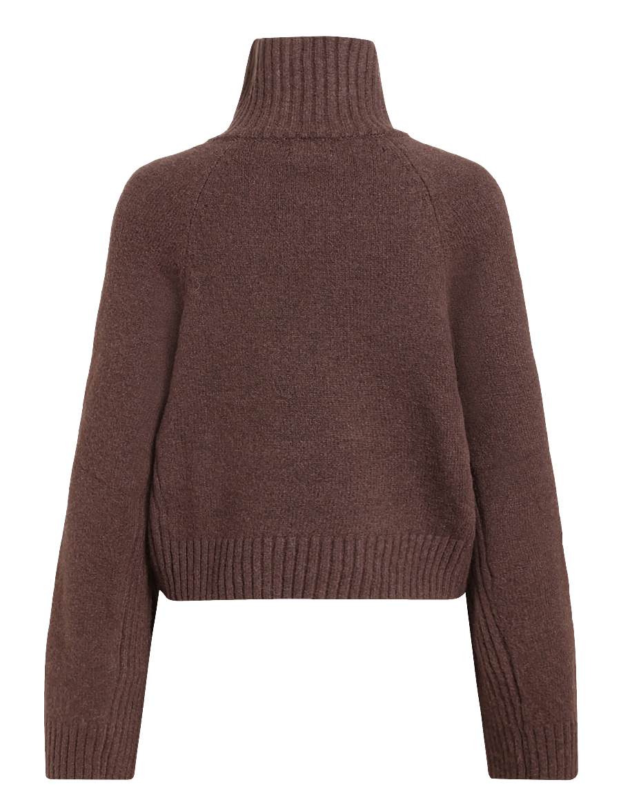 Monki - Short Half-Zip Knitted Sweater - brown dark - 1
